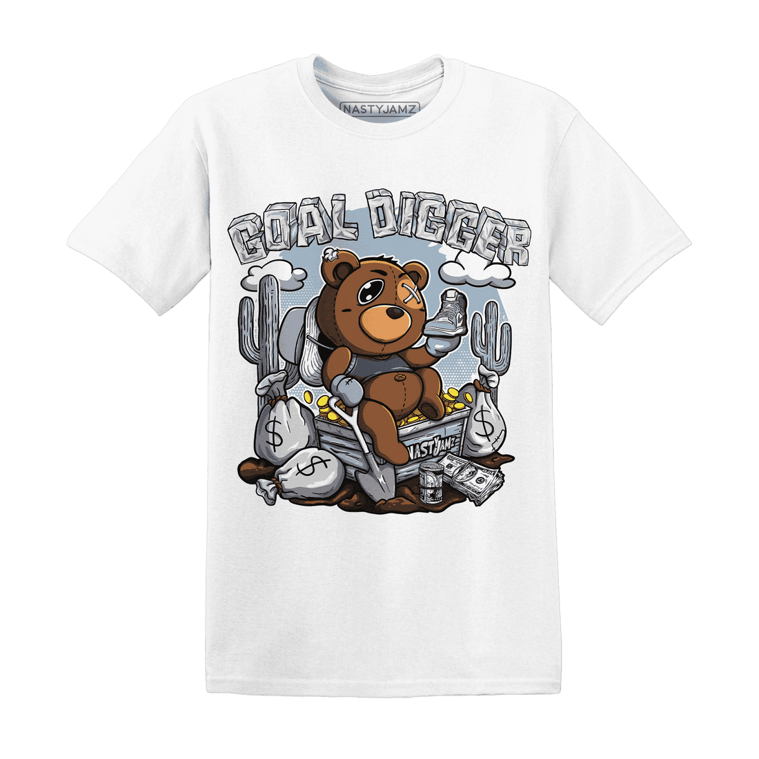 Mid Diffused Blue Grey 1s T Shirt Match Goal Digger Planner - NastyJamz