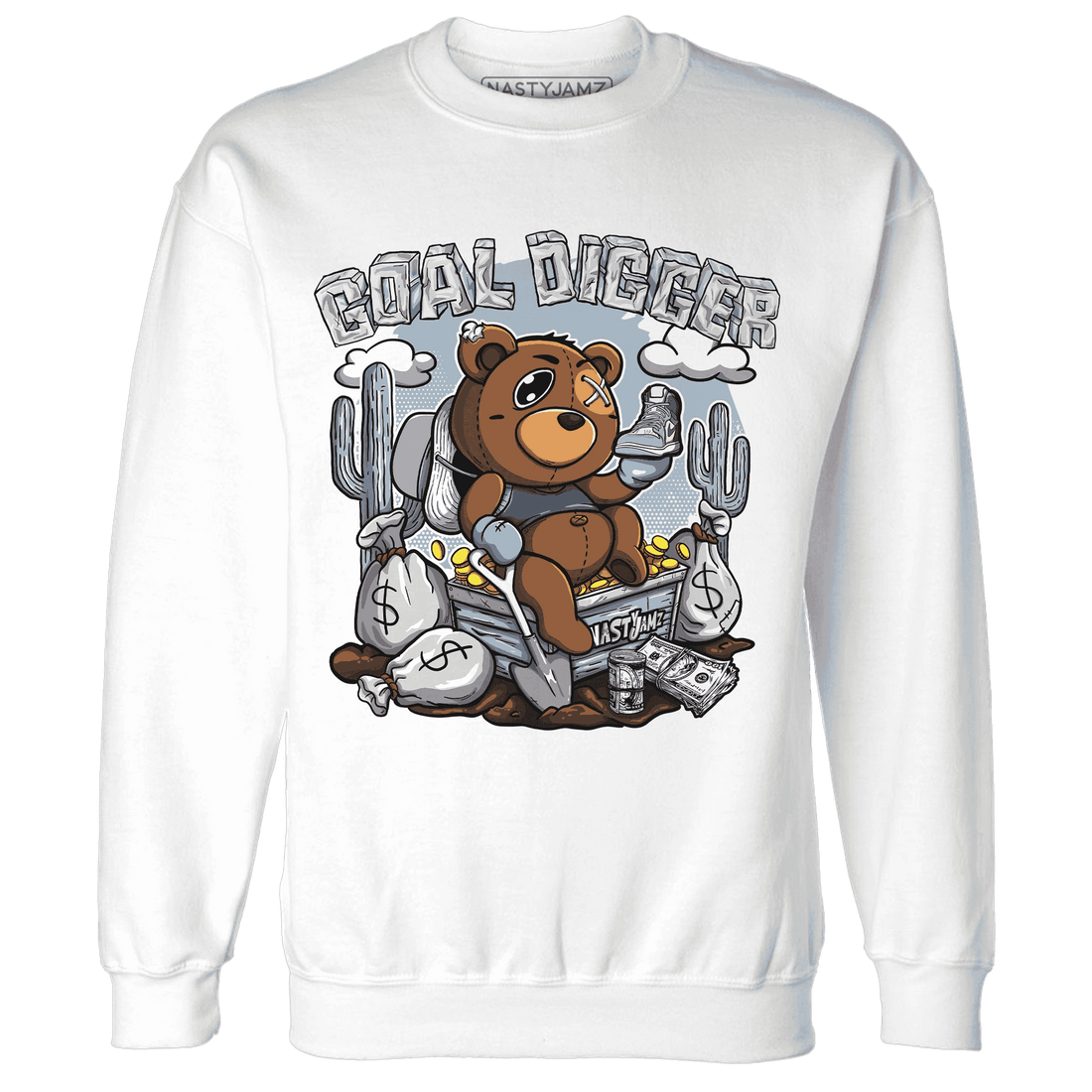 Mid Diffused Blue Grey 1s Sweatshirt Match Goal Digger Planner - NastyJamz