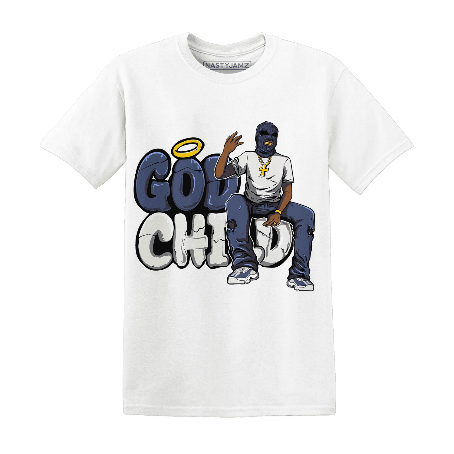 Low-Diffused-Blue-11s-T-Shirt-Match-God-Child
