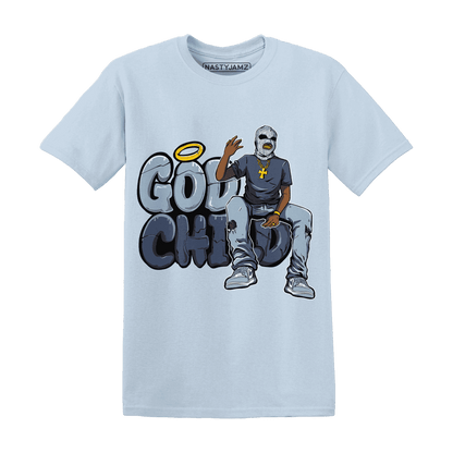 Mid Diffused Blue Grey 1s T Shirt Match God Child - NastyJamz