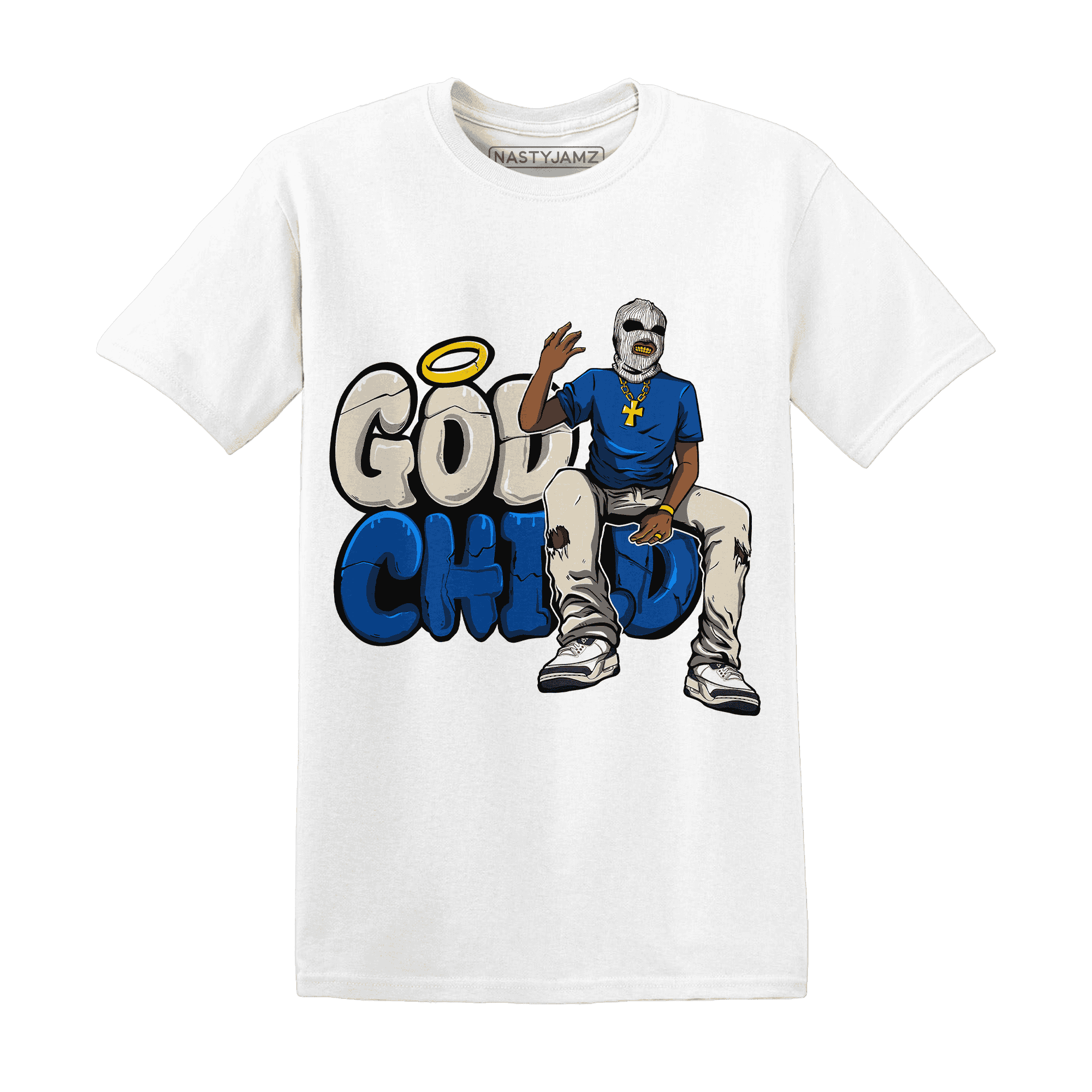 Quaiii 54 3s T Shirt Match God Child - NastyJamz