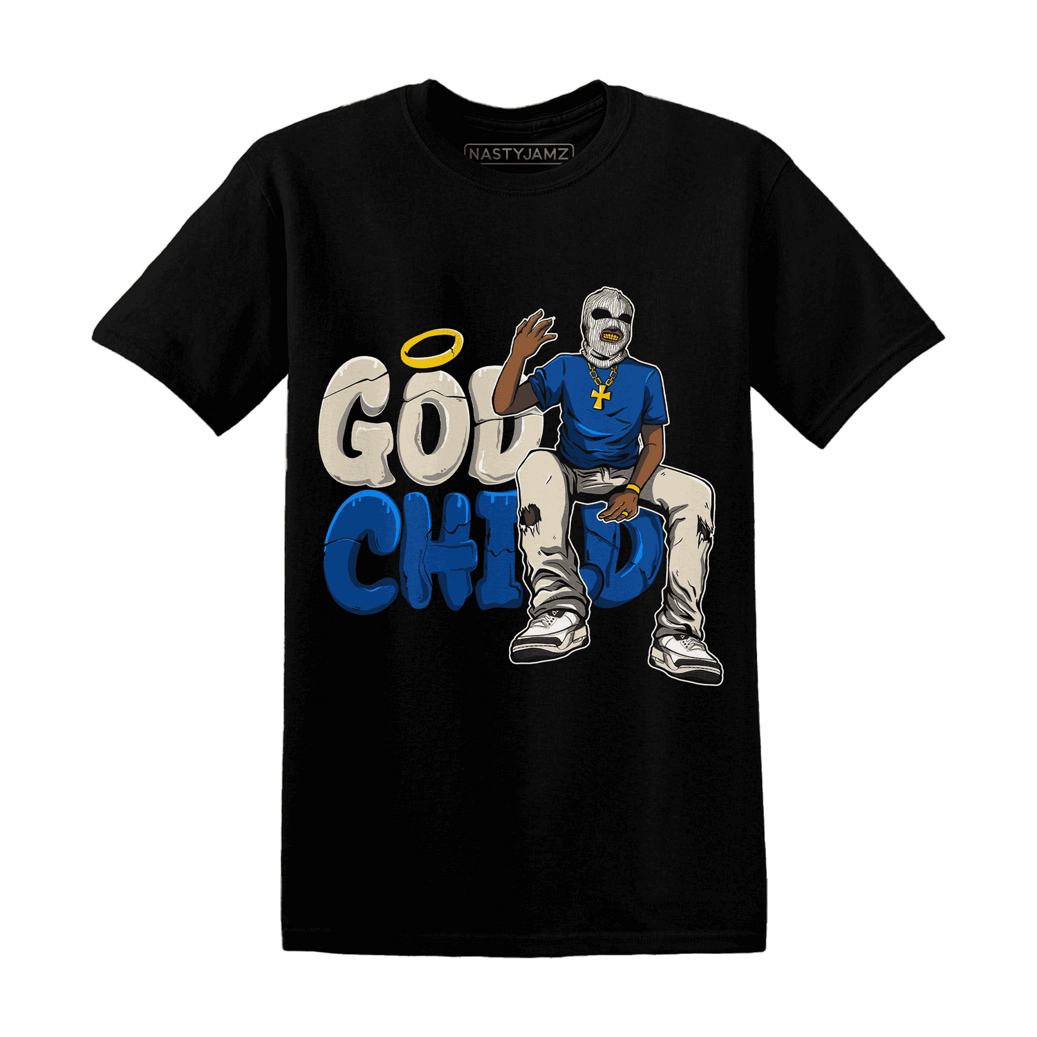 Quaiii 54 3s T Shirt Match God Child - NastyJamz