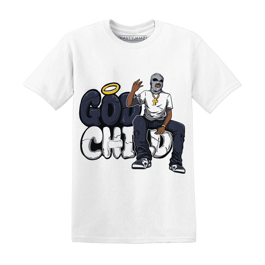 White-Navy-6s-T-Shirt-Match-God-Child