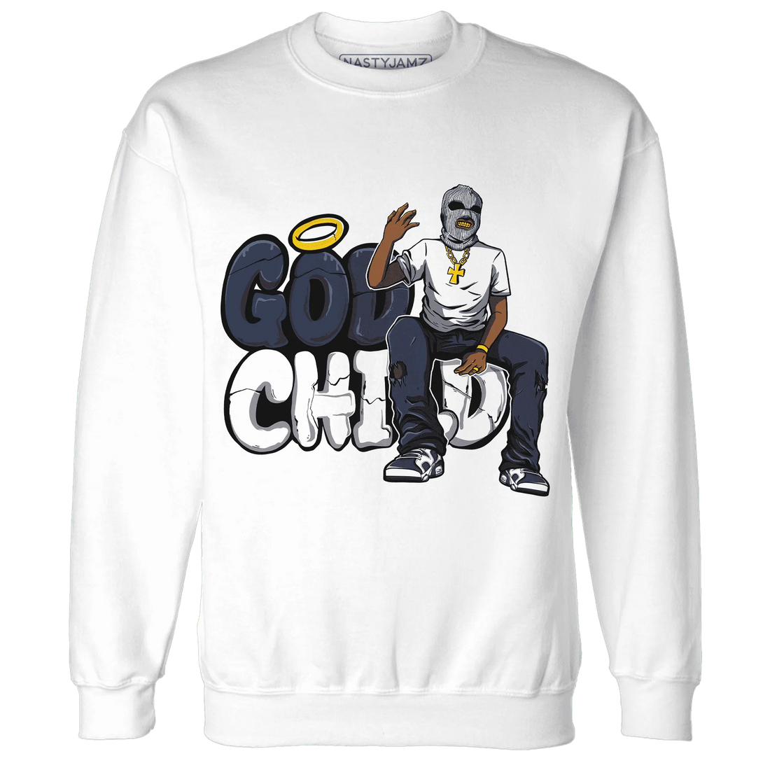 White-Navy-6s-Sweatshirt-Match-God-Child
