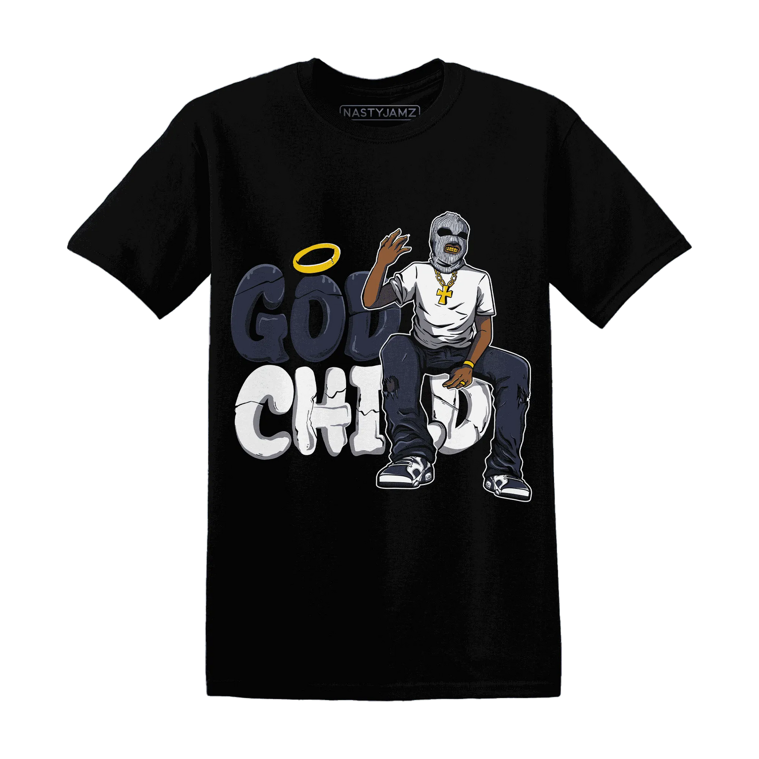 White-Navy-6s-T-Shirt-Match-God-Child