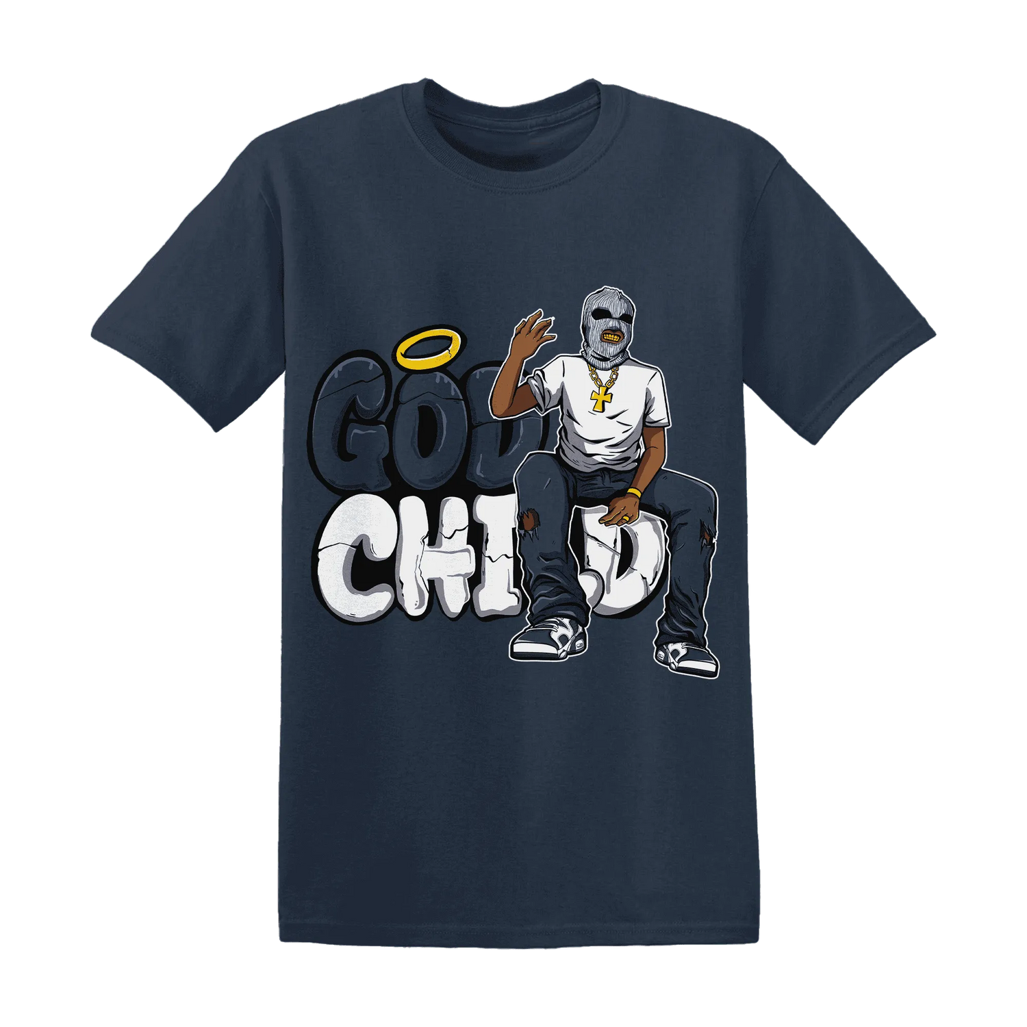White-Navy-6s-T-Shirt-Match-God-Child