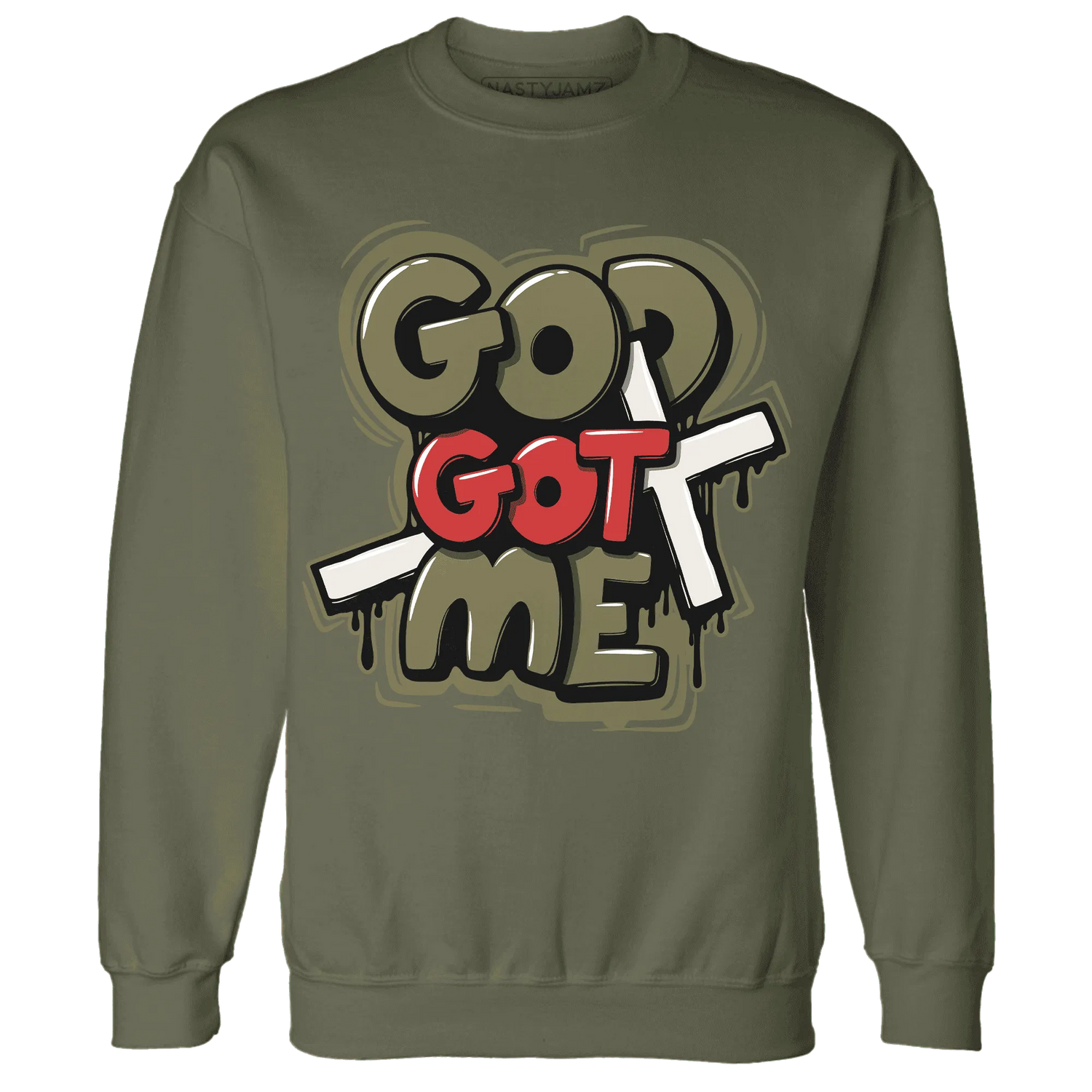 Medium-Olive-1s-NastyJamz-Sweatshirt-Match-God-Got-Me
