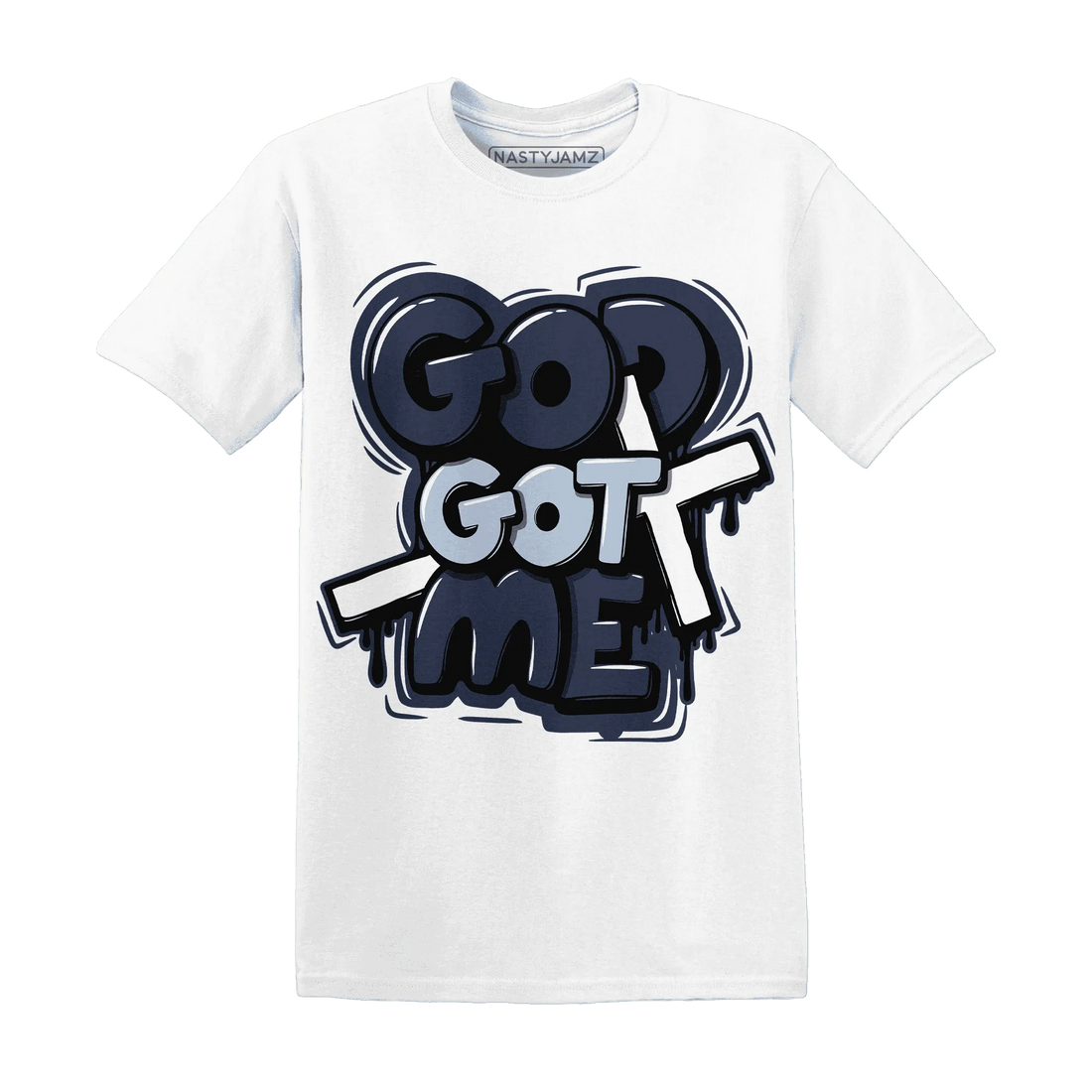 White-Navy-6s-T-Shirt-Match-God-Got-Me