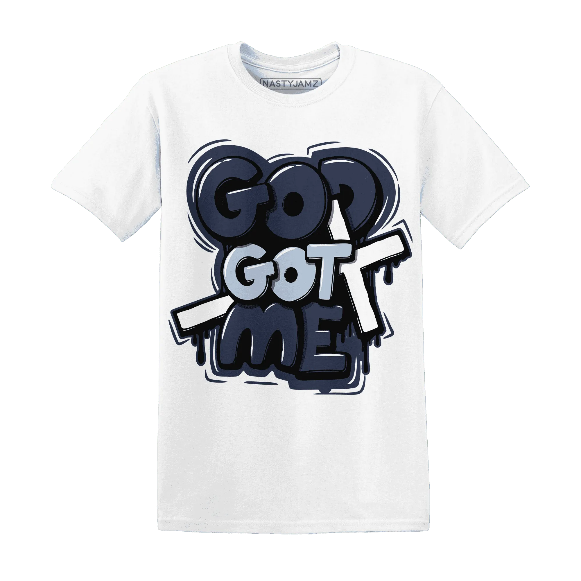 White-Navy-6s-T-Shirt-Match-God-Got-Me