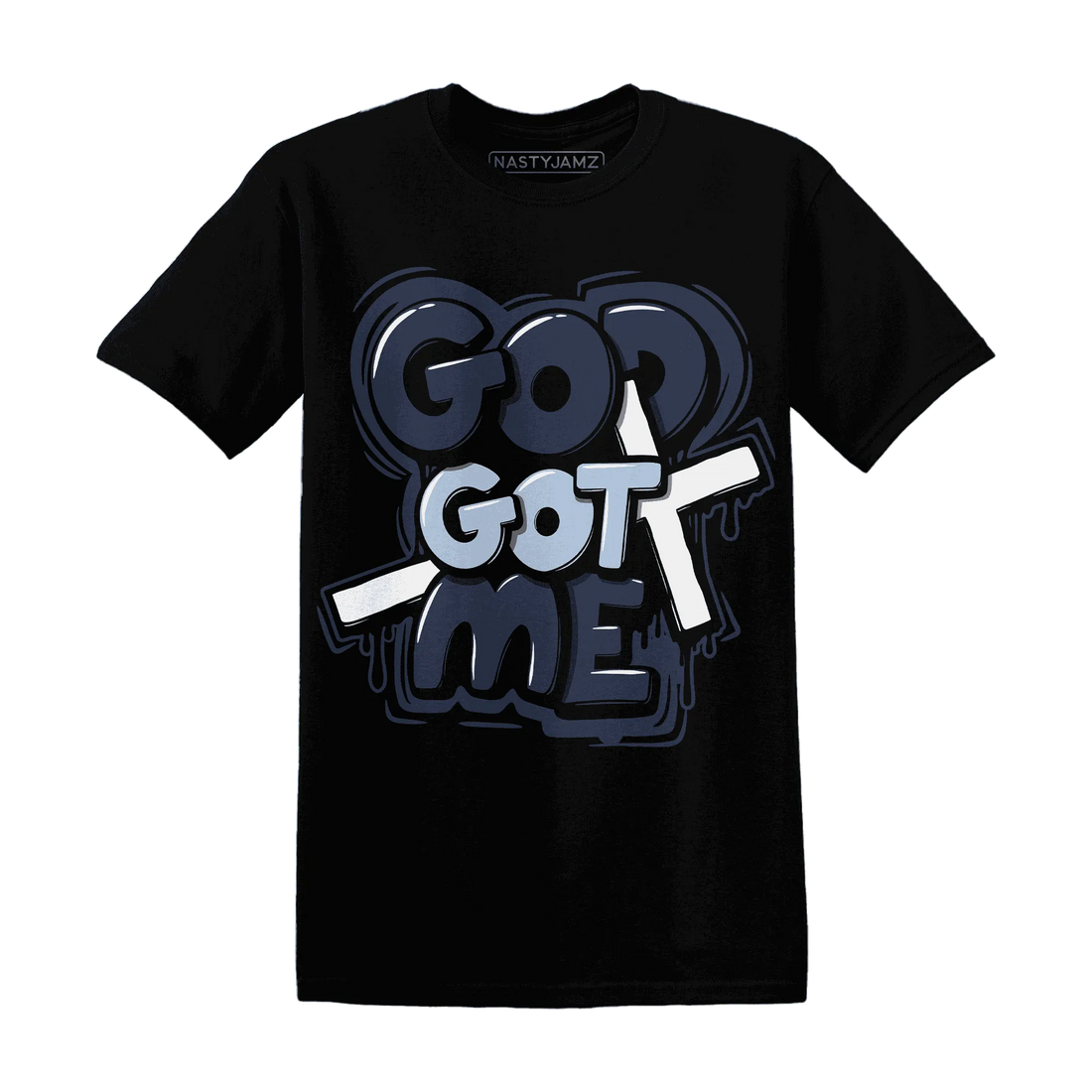 White-Navy-6s-T-Shirt-Match-God-Got-Me