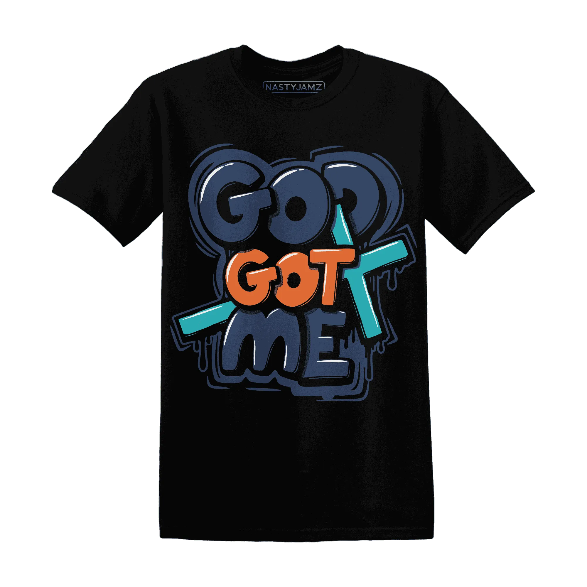 AM-Plus-Drift-Midnight-Navy-Total-Orange-Dusty-Cactus-NastyJamz-T-Shirt-Match-God-Got-Me