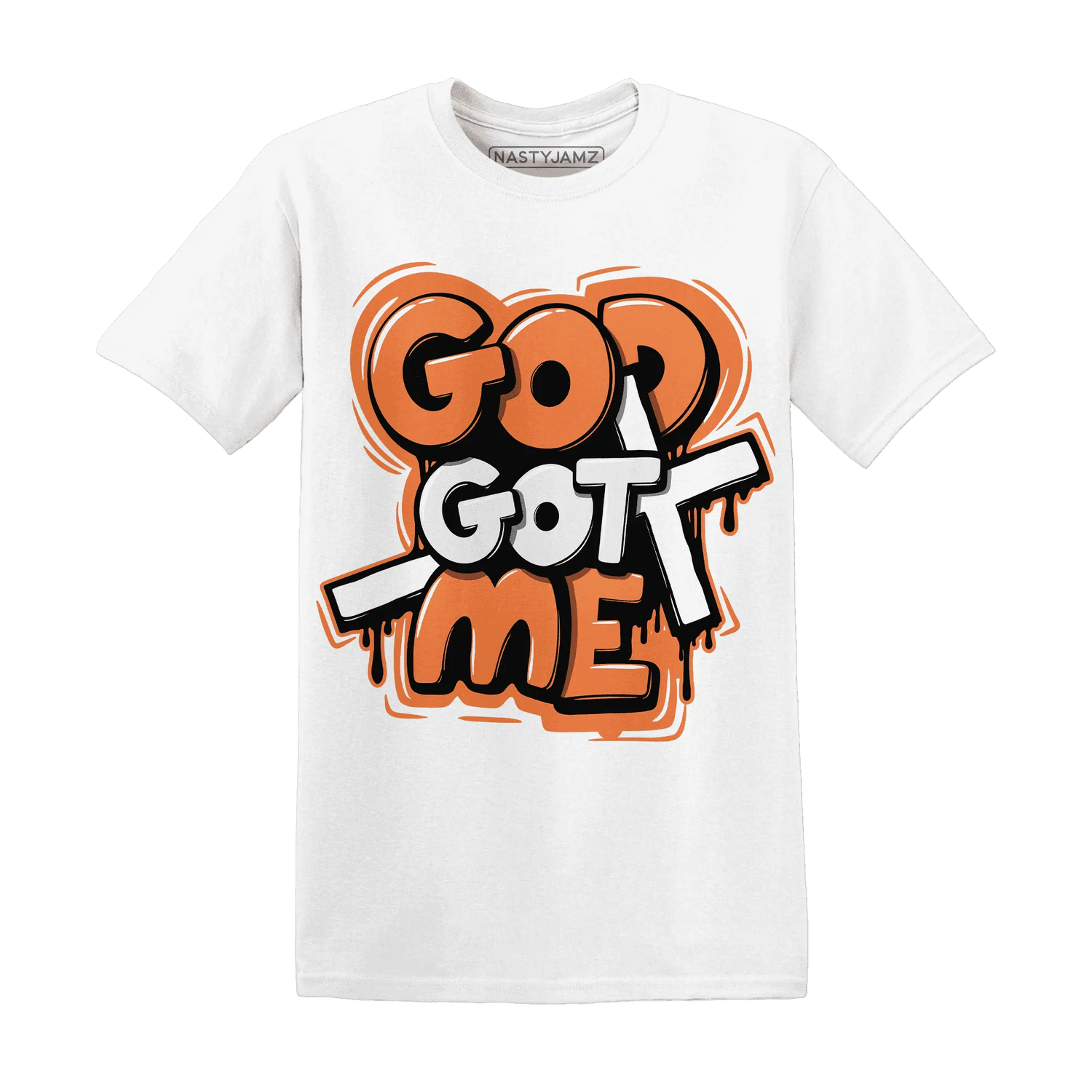 AM-TW-White-Orange-NastyJamz-T-Shirt-Match-God-Got-Me