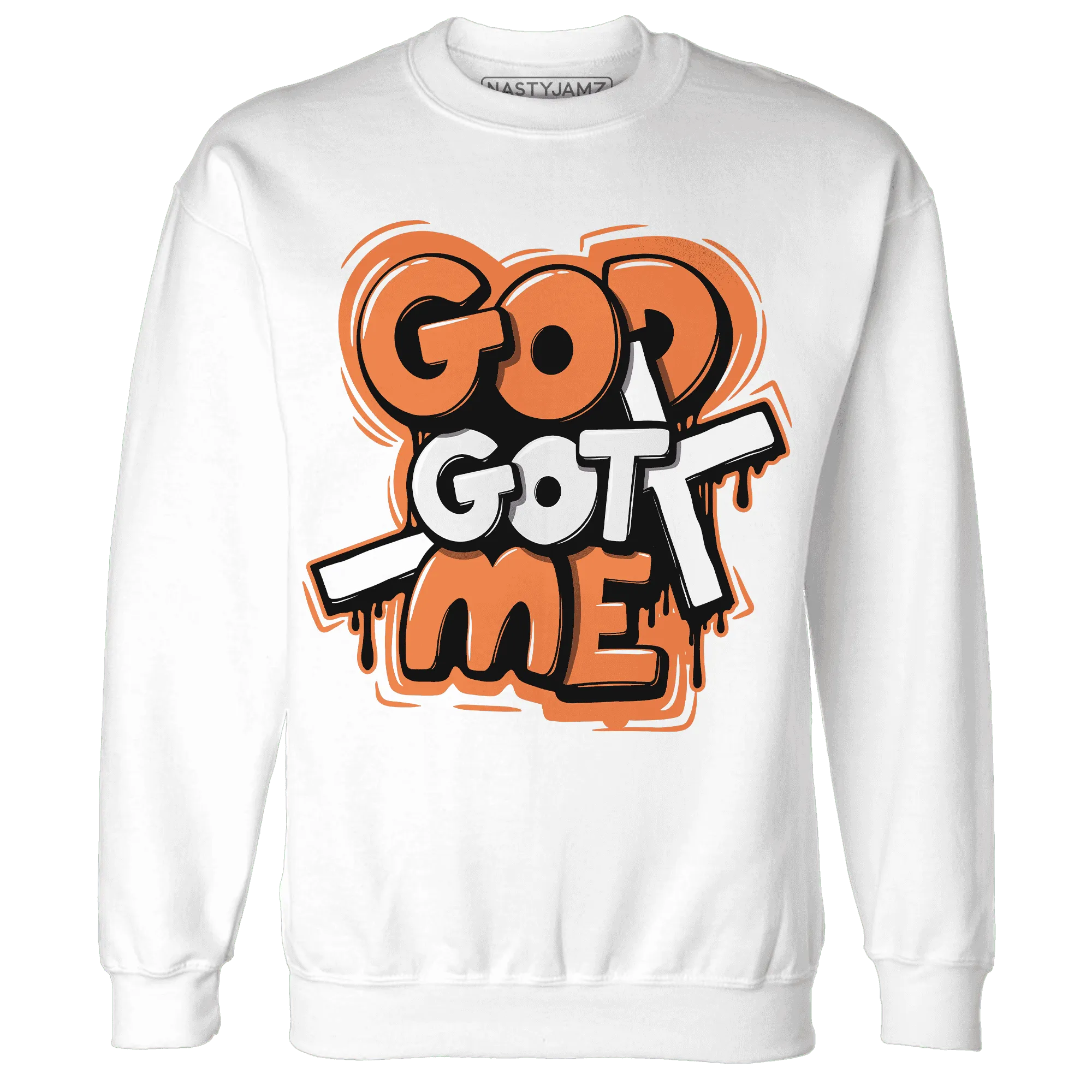 AM-TW-White-Orange-NastyJamz-Sweatshirt-Match-God-Got-Me