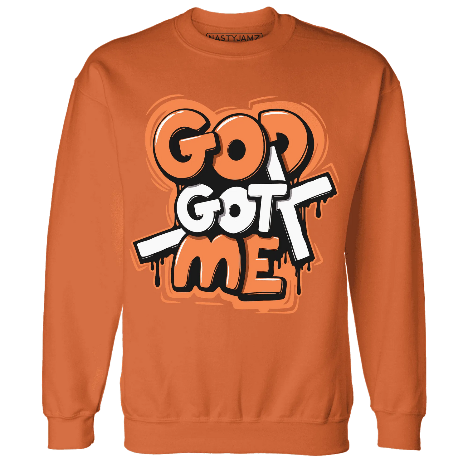 AM-TW-White-Orange-NastyJamz-Sweatshirt-Match-God-Got-Me