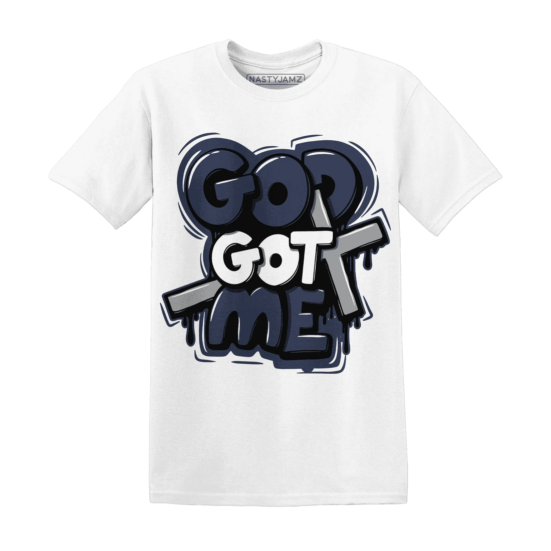 VaporMax-Plus-Midnight-Navy-White-Metallic-Silver-T-Shirt-Match-God-Got-Me