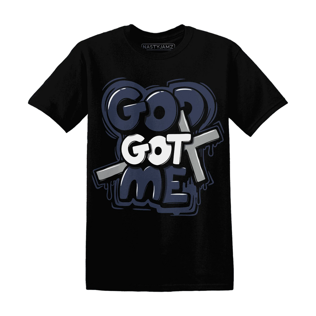 VaporMax-Plus-Midnight-Navy-White-Metallic-Silver-T-Shirt-Match-God-Got-Me