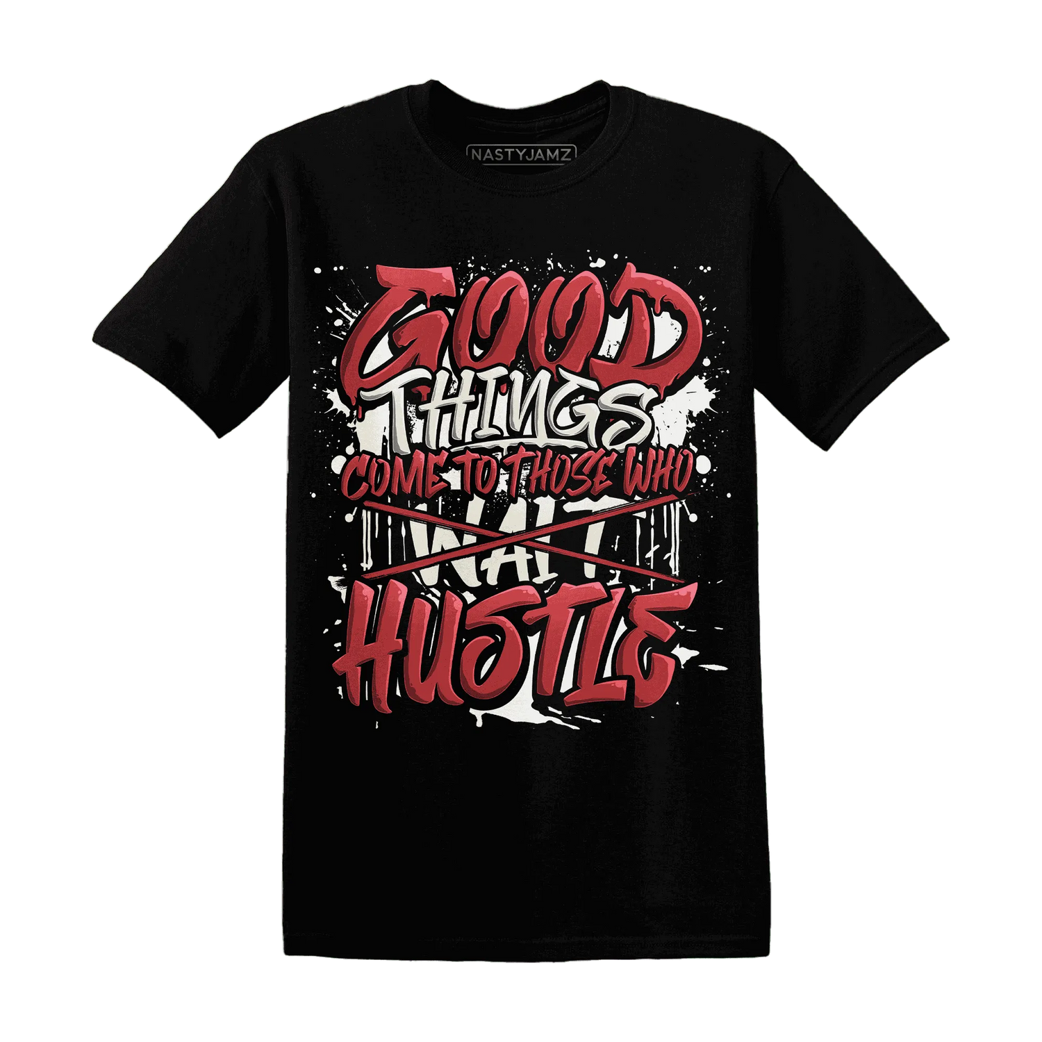 Black-Toe-Reimagined-Red-White-1s-NastyJamz-T-Shirt-Match-Good-Things