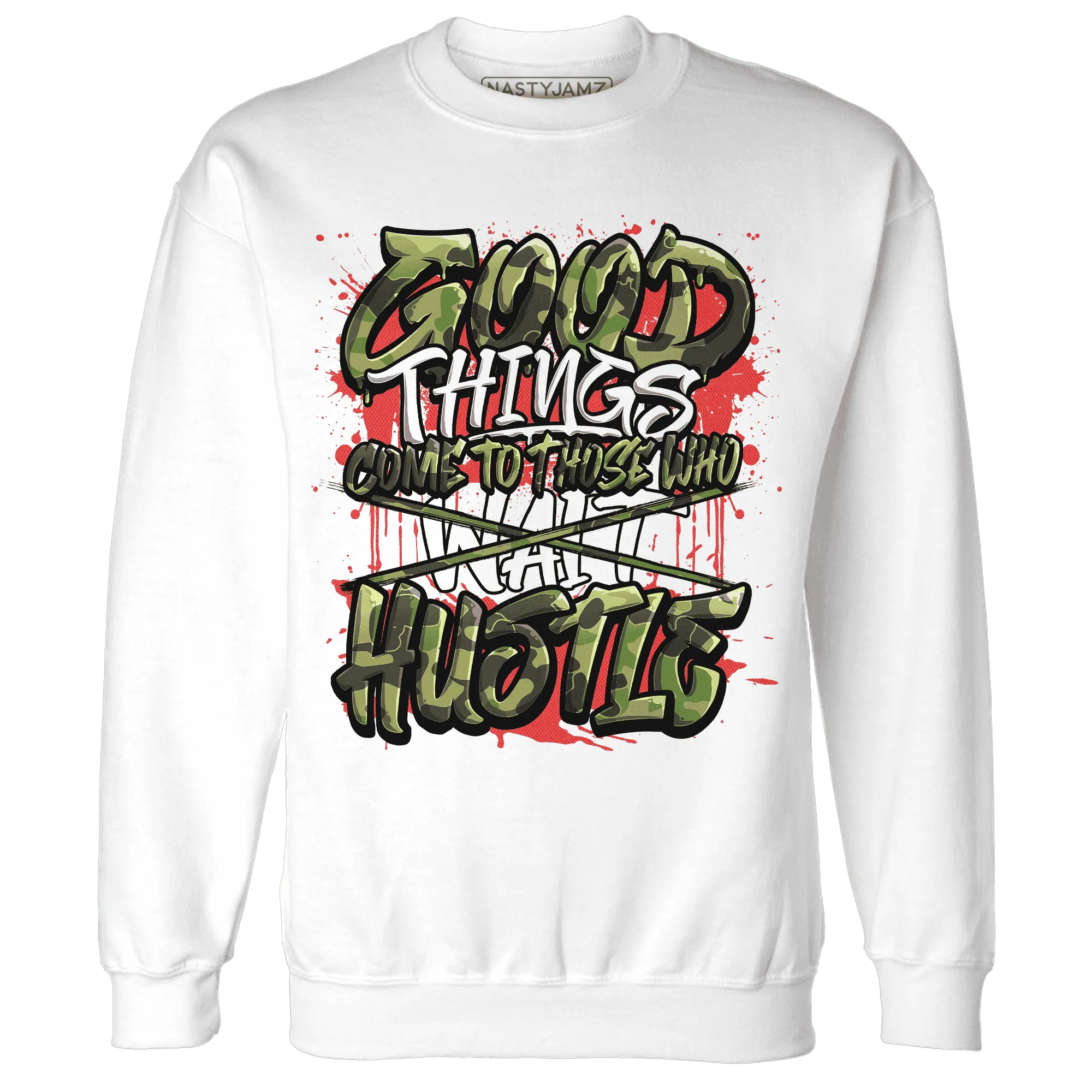 AM-90-Dark-Sage-Solar-Red-NastyJamz-Sweatshirt-Match-Good-Things