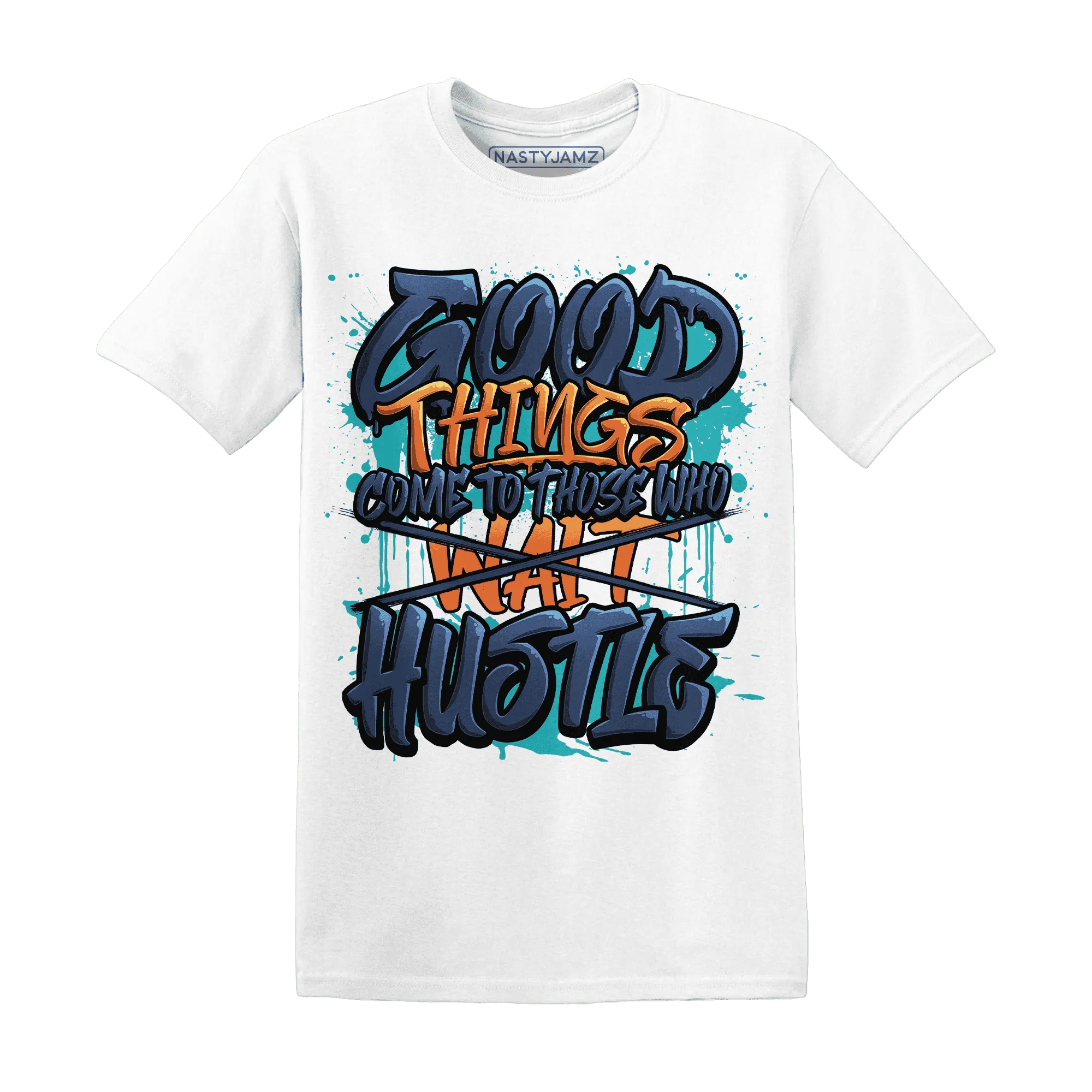 NastyJamz-AM-Plus-Drift-Midnight-Navy-Total-Orange-Dusty-Cactus-T-Shirt-Match-Good-Things
