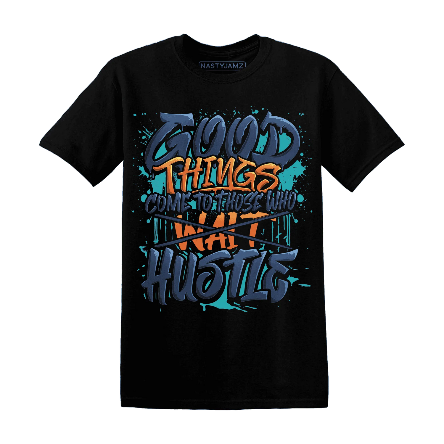 NastyJamz-AM-Plus-Drift-Midnight-Navy-Total-Orange-Dusty-Cactus-T-Shirt-Match-Good-Things