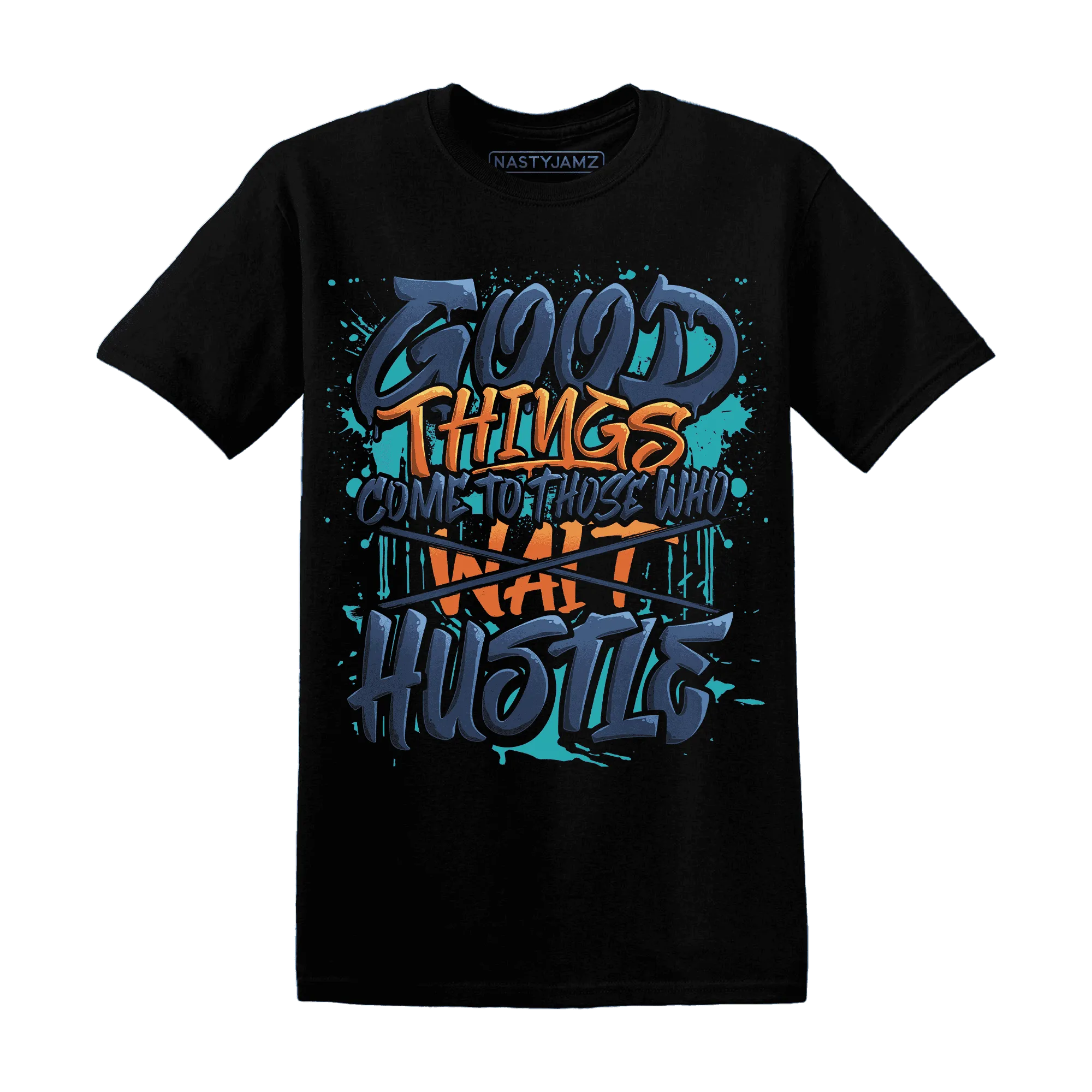 NastyJamz-AM-Plus-Drift-Midnight-Navy-Total-Orange-Dusty-Cactus-T-Shirt-Match-Good-Things