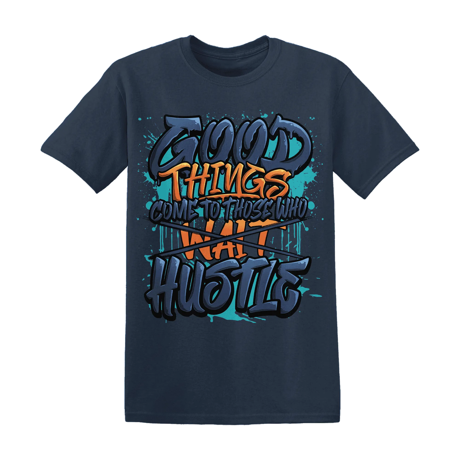 NastyJamz-AM-Plus-Drift-Midnight-Navy-Total-Orange-Dusty-Cactus-T-Shirt-Match-Good-Things