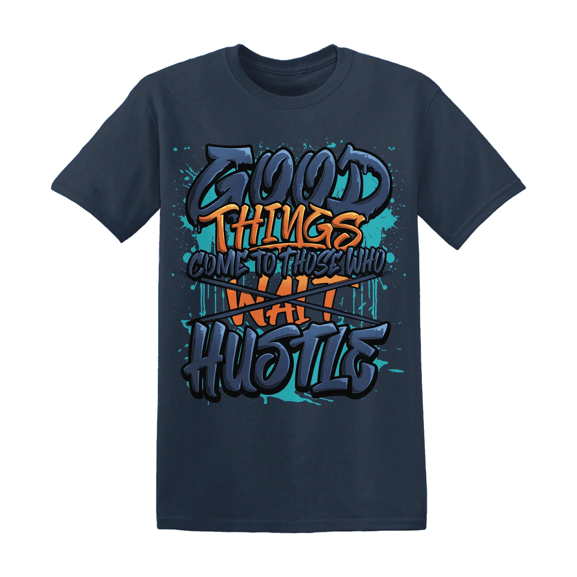 NastyJamz-AM-Plus-Drift-Midnight-Navy-Total-Orange-Dusty-Cactus-T-Shirt-Match-Good-Things