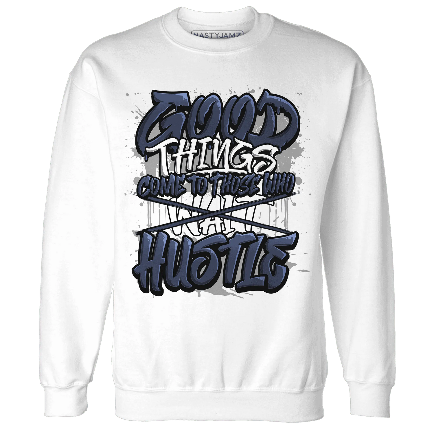 VaporMax-Plus-Midnight-Navy-White-Metallic-Silver-NastyJamz-Sweatshirt-Match-Good-Things