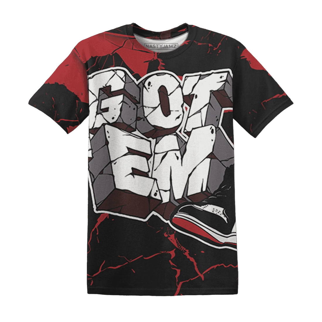 Black-Toe-Reimagined-Red-White-1s-NastyJamz-T-Shirt-Match-Got-Em-3D