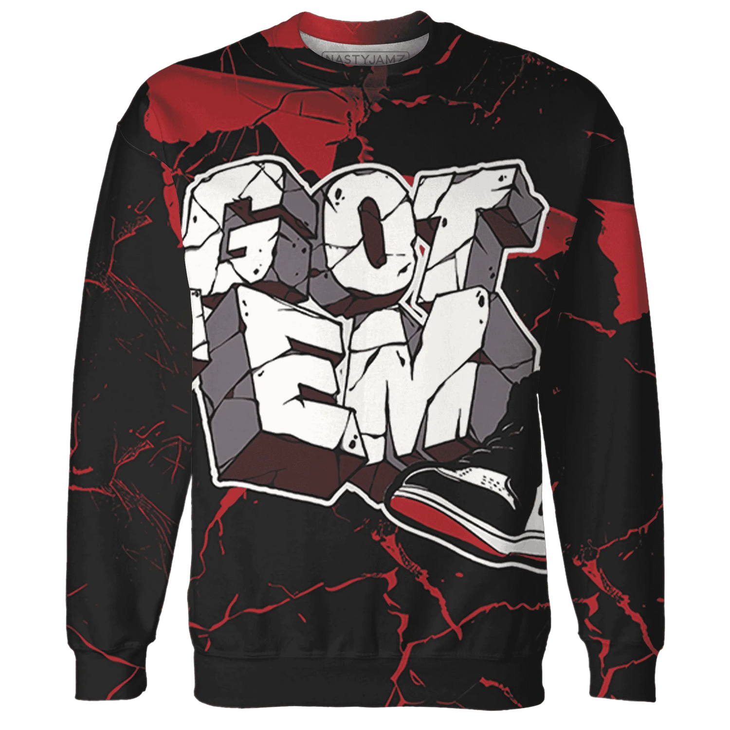 Black-Toe-Reimagined-Red-White-1s-NastyJamz-Sweatshirt-Match-Got-Em-3D
