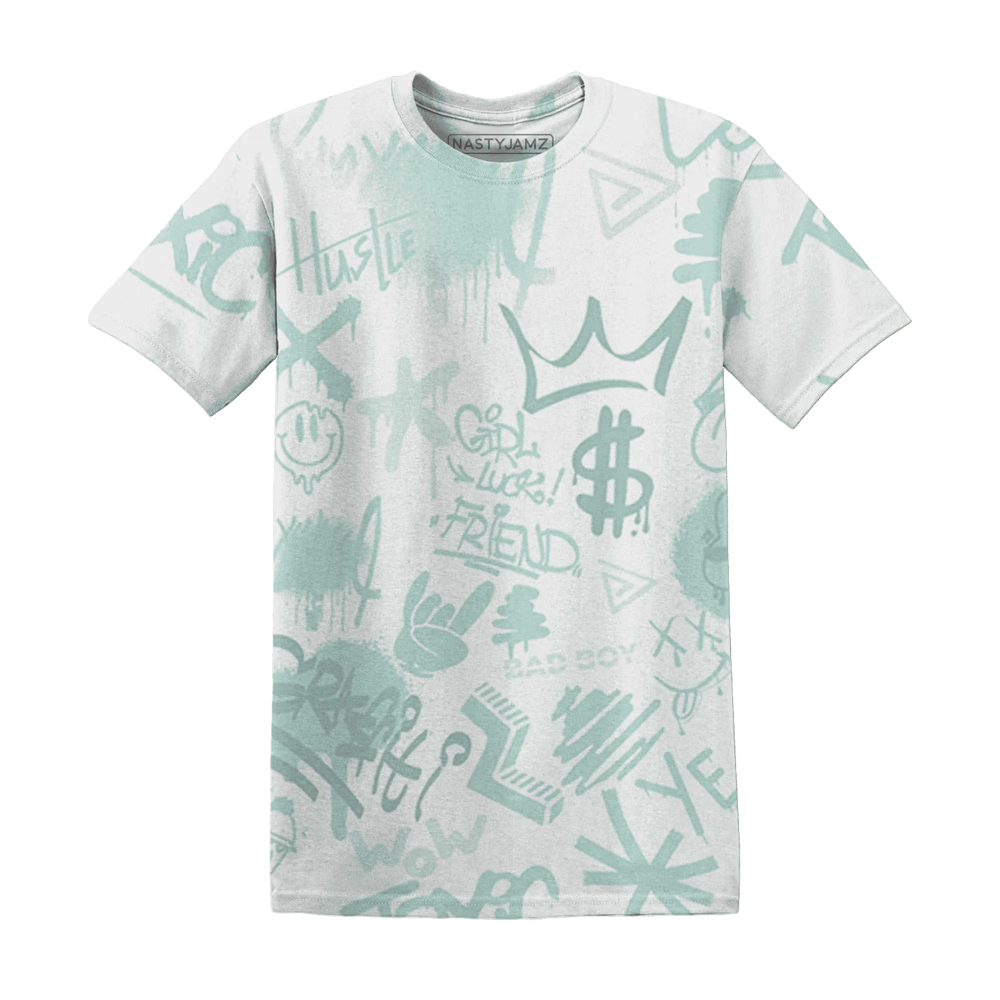 AF-1-Low-Jade-Ice-White-T-Shirt-Match-Graffiti-King-3D-Doodle-Style
