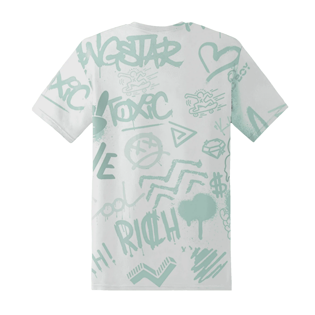 AF-1-Low-Jade-Ice-White-T-Shirt-Match-Graffiti-King-3D-Doodle-Style