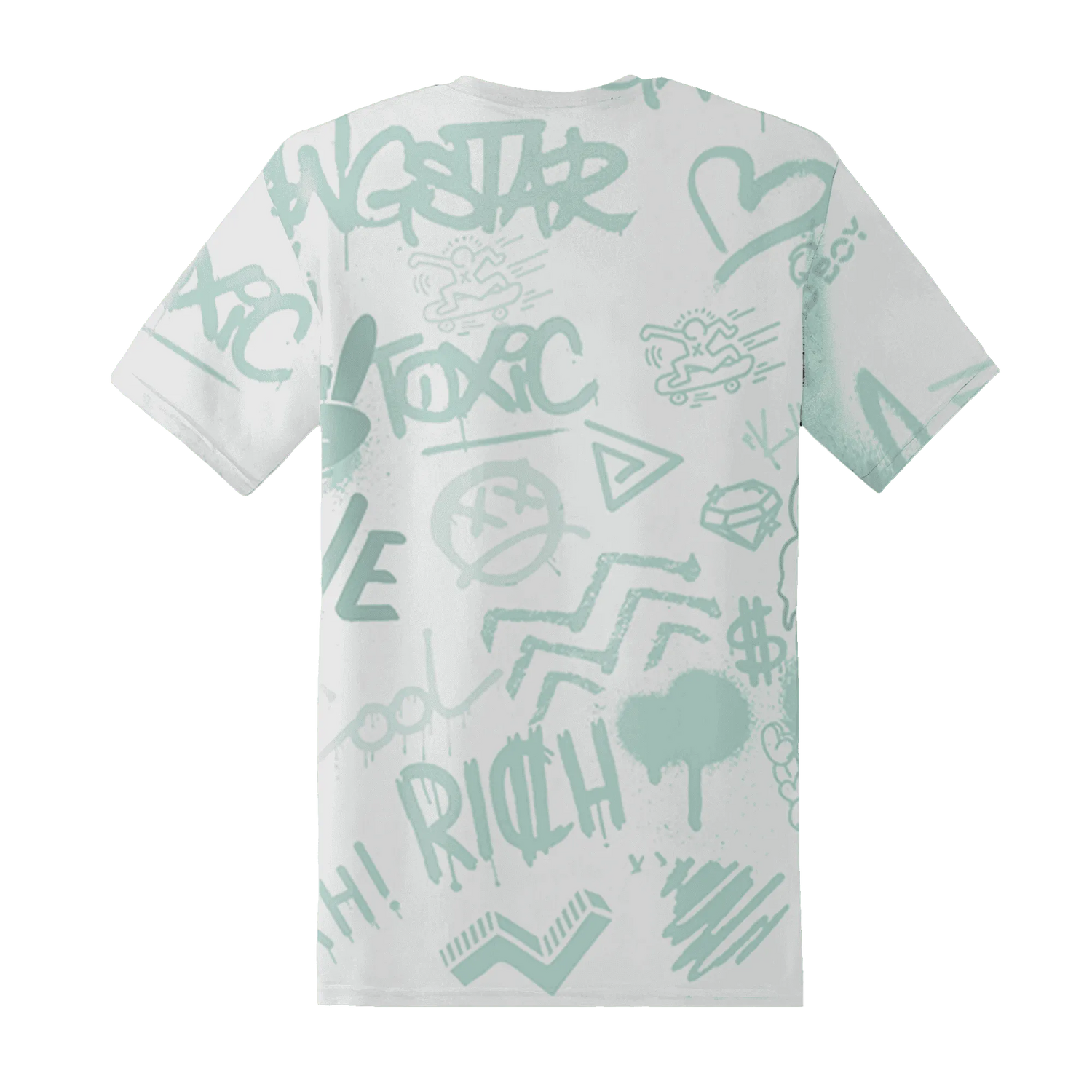 AF-1-Low-Jade-Ice-White-T-Shirt-Match-Graffiti-King-3D-Doodle-Style