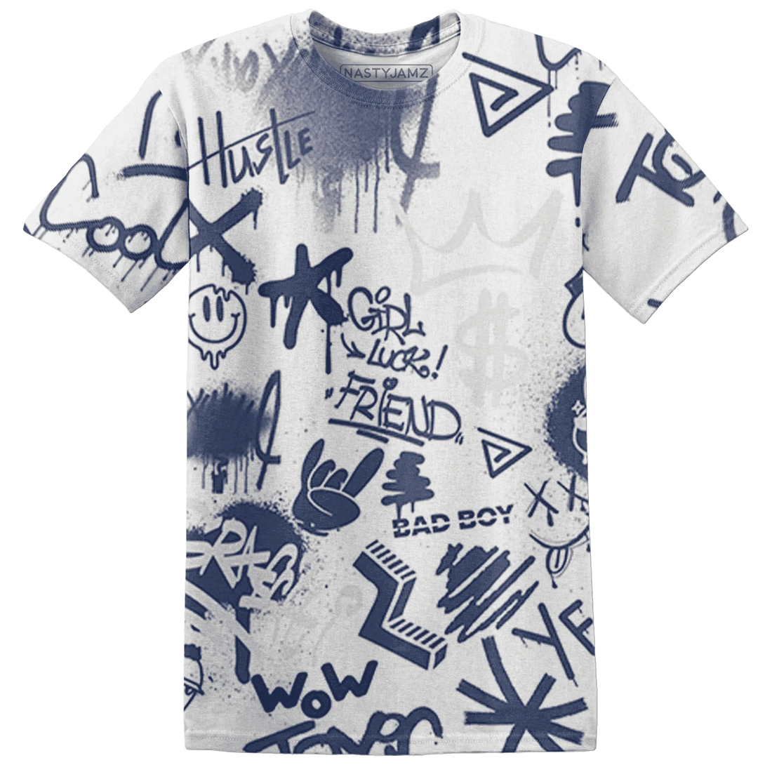 Low-Diffused-Blue-11s-T-Shirt-Match-Graffiti-King-3D-Doodle-Style