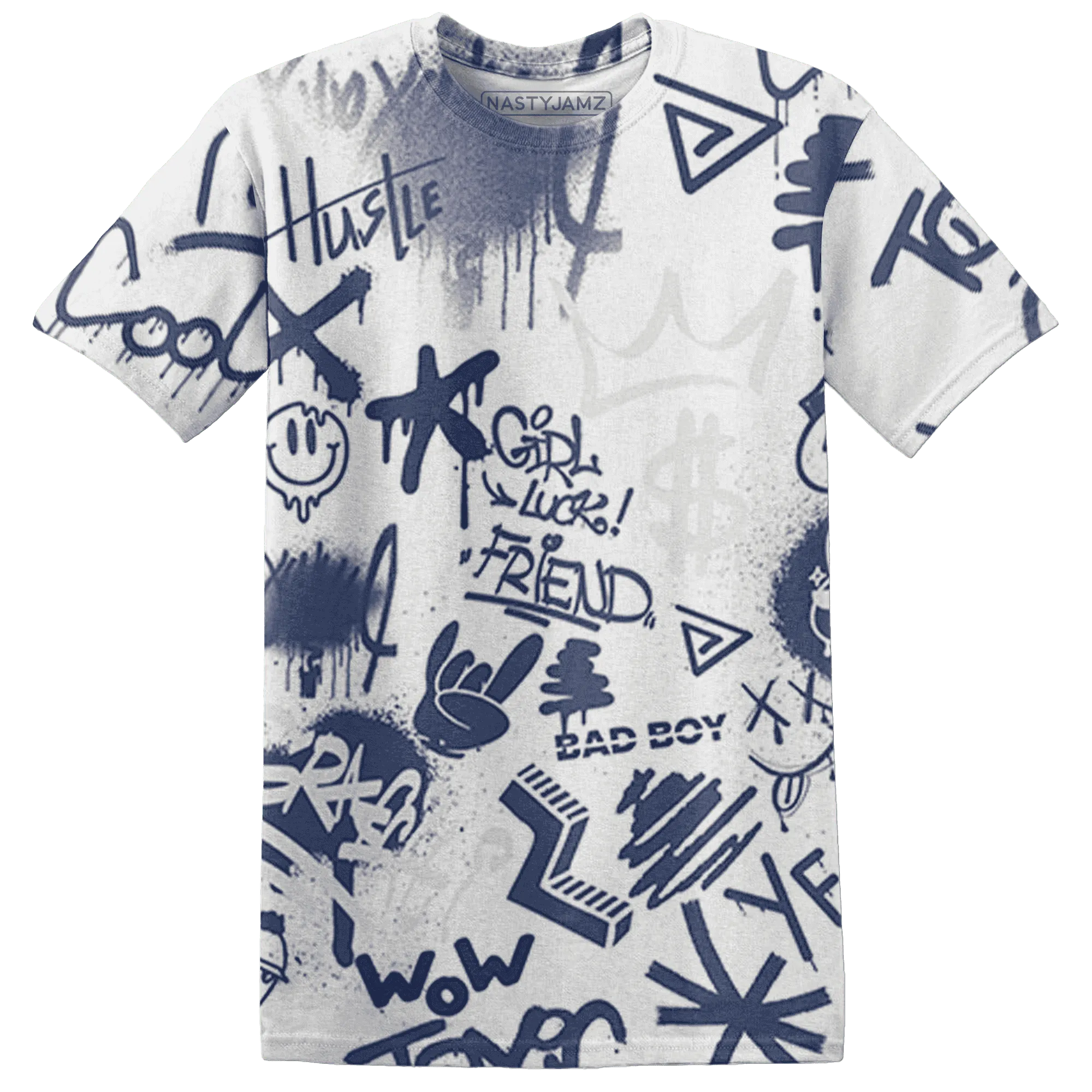 Low-Diffused-Blue-11s-T-Shirt-Match-Graffiti-King-3D-Doodle-Style