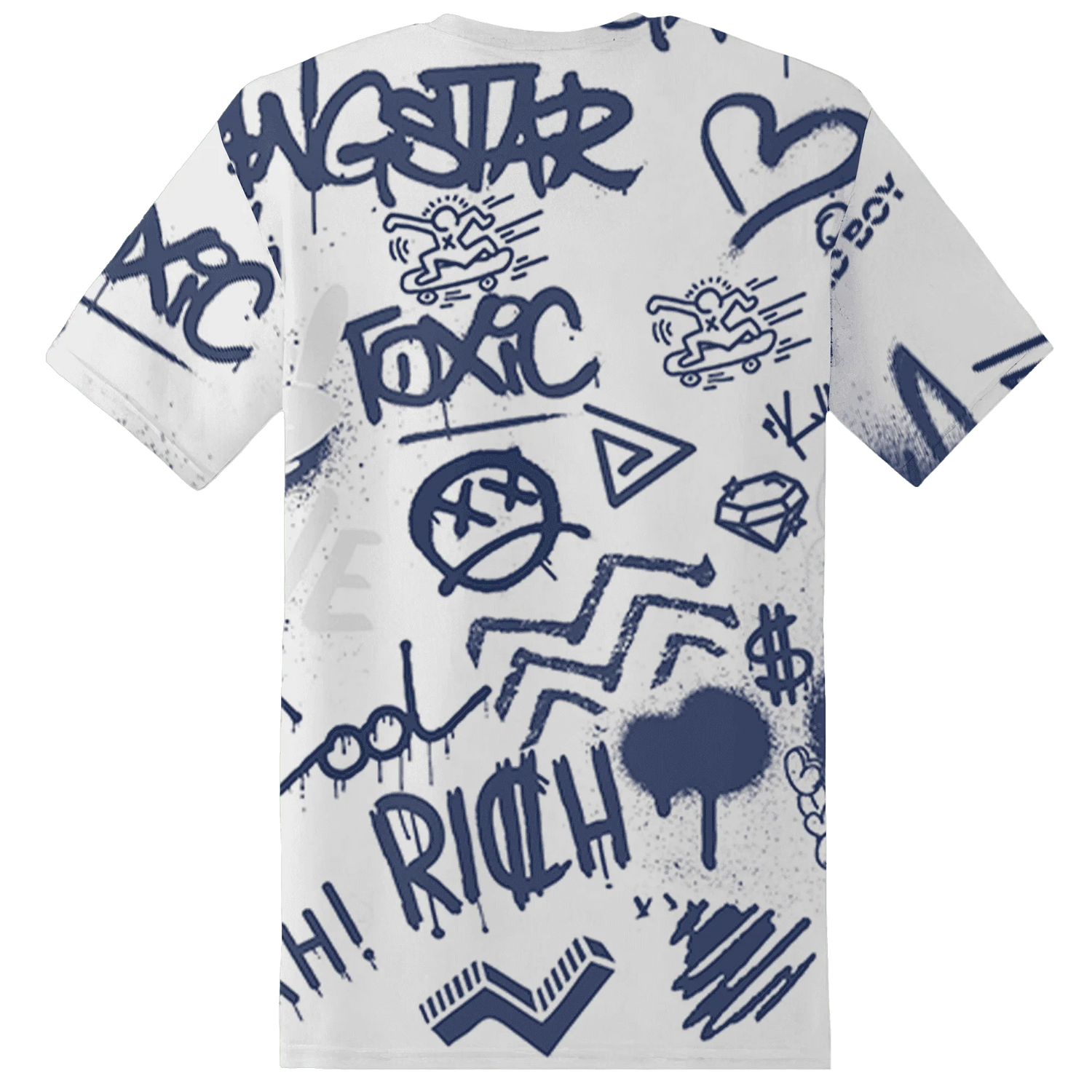 Low-Diffused-Blue-11s-T-Shirt-Match-Graffiti-King-3D-Doodle-Style