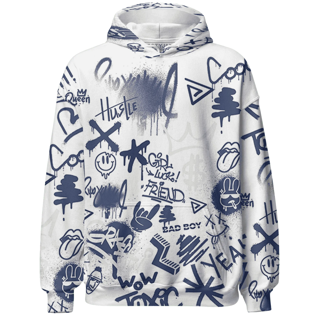 Low-Diffused-Blue-11s-Hoodie-Match-Graffiti-King-3D-Doodle-Style