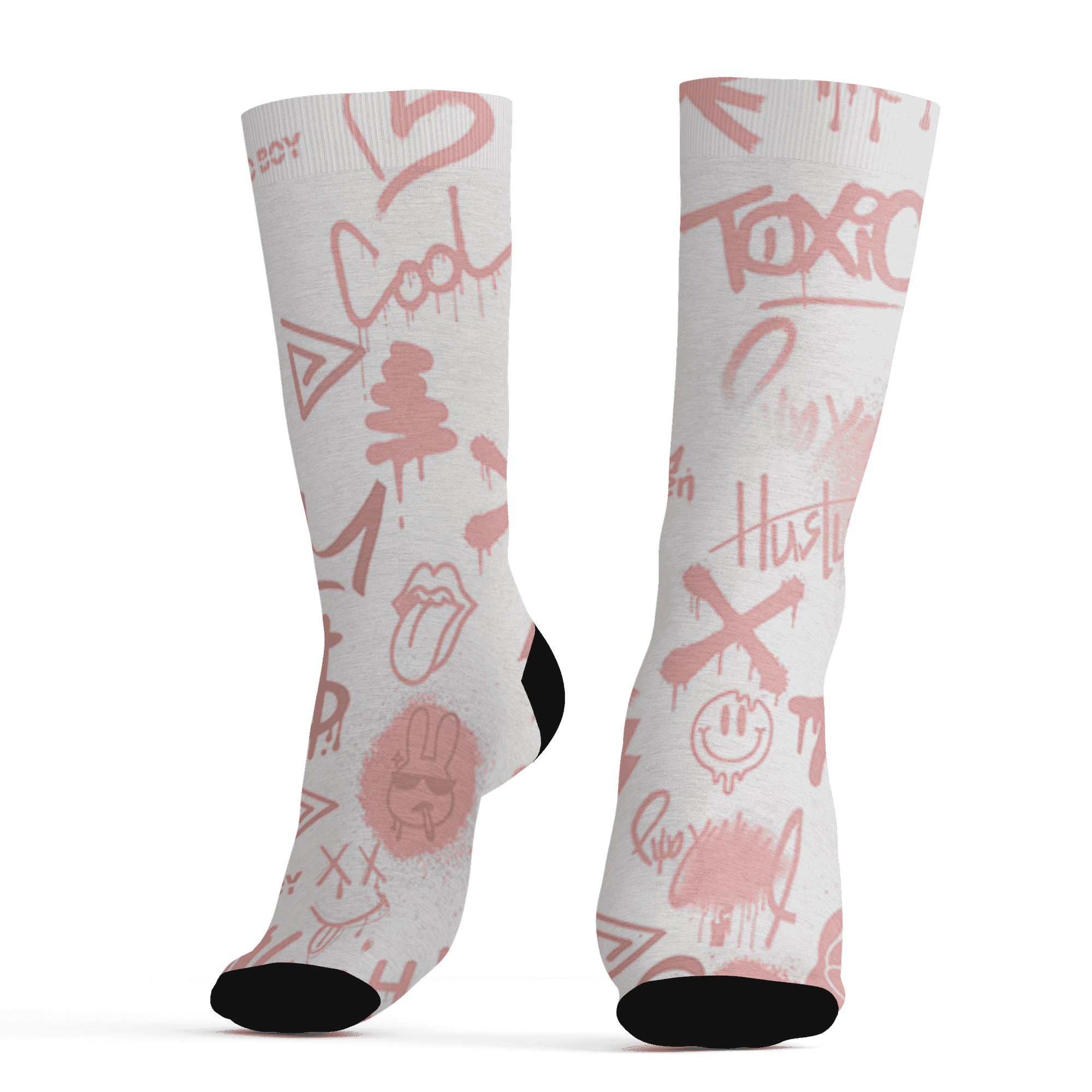 Low Legend Pink 11s Socks Match Graffiti King 3D All-Over Print Doodle Style - NastyJamz