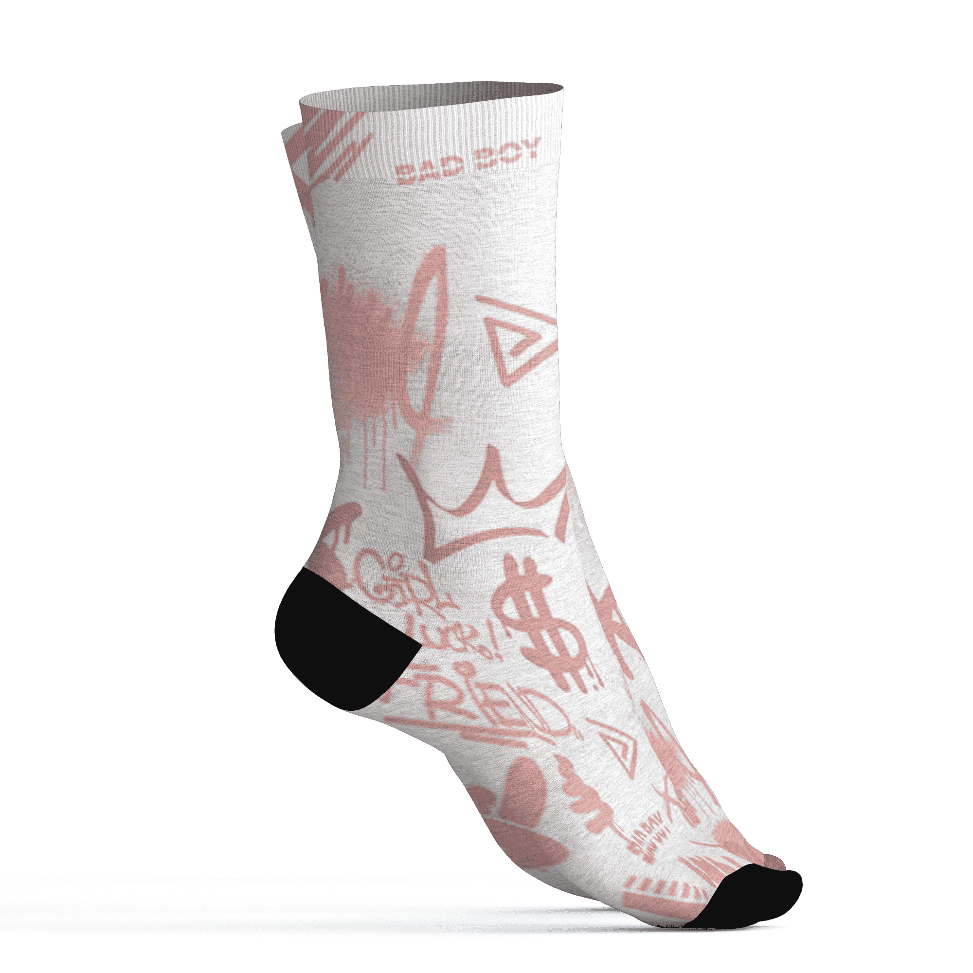 Low Legend Pink 11s Socks Match Graffiti King 3D All-Over Print Doodle Style - NastyJamz