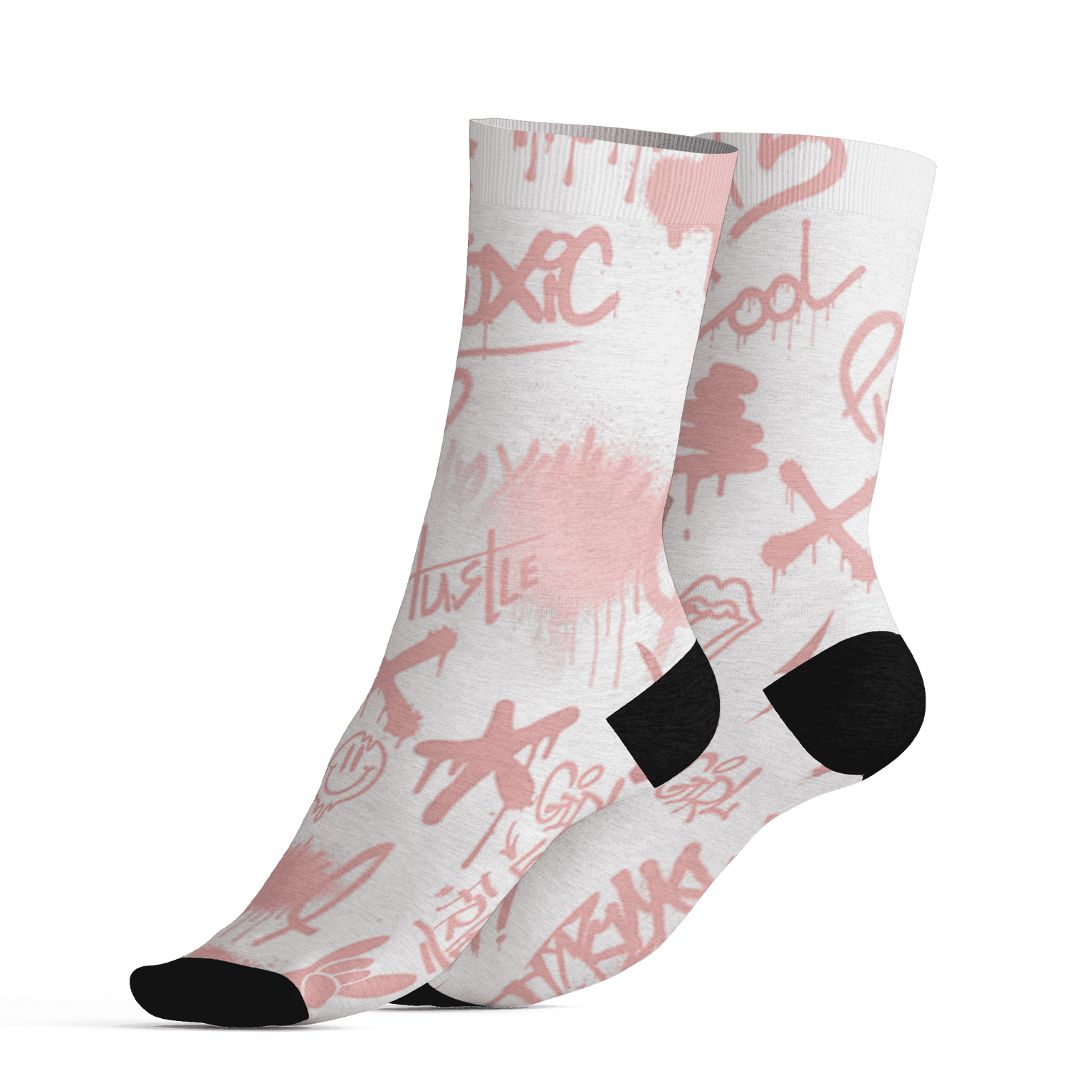 Low Legend Pink 11s Socks Match Graffiti King 3D All-Over Print Doodle Style - NastyJamz