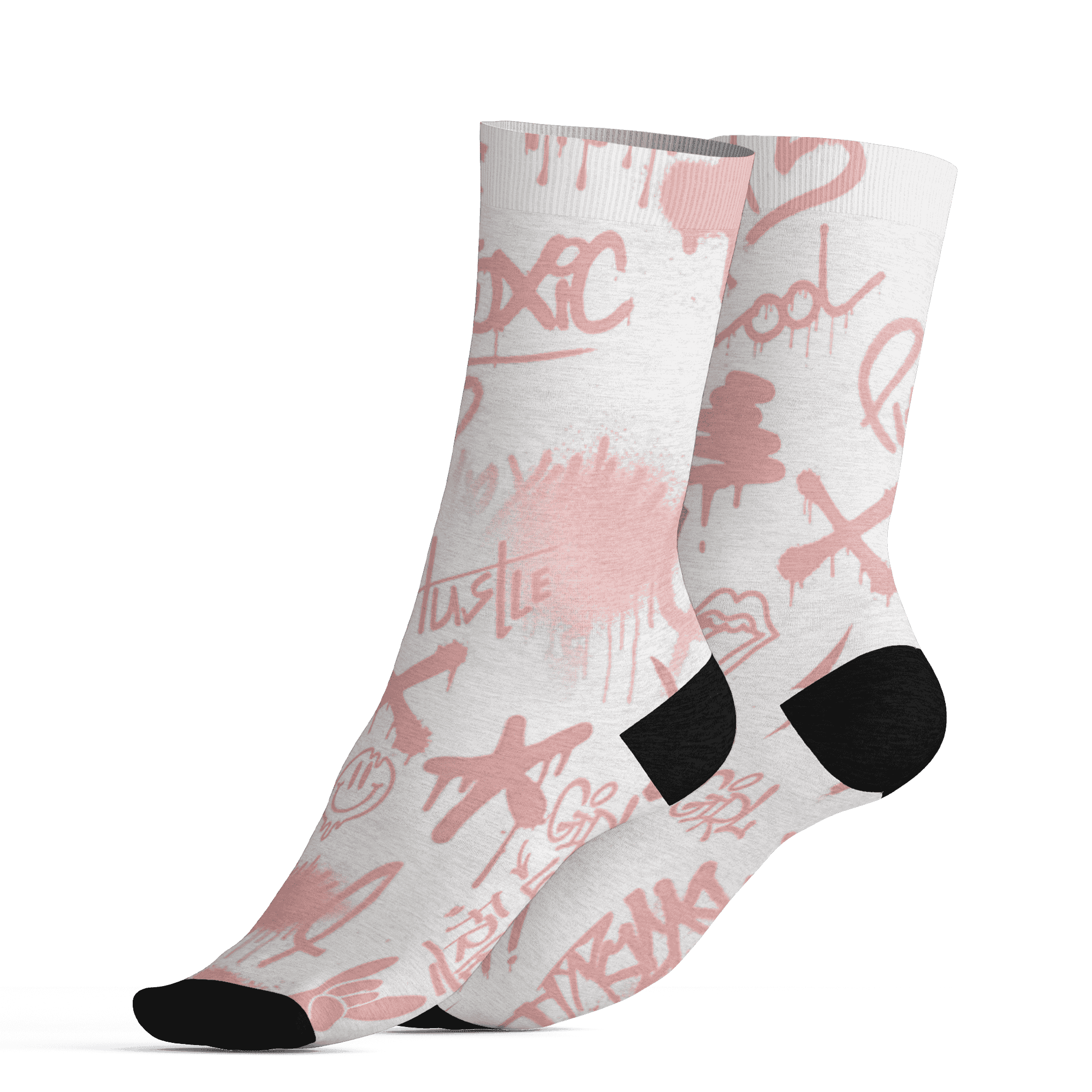 Low Legend Pink 11s Socks Match Graffiti King 3D All-Over Print Doodle Style - NastyJamz