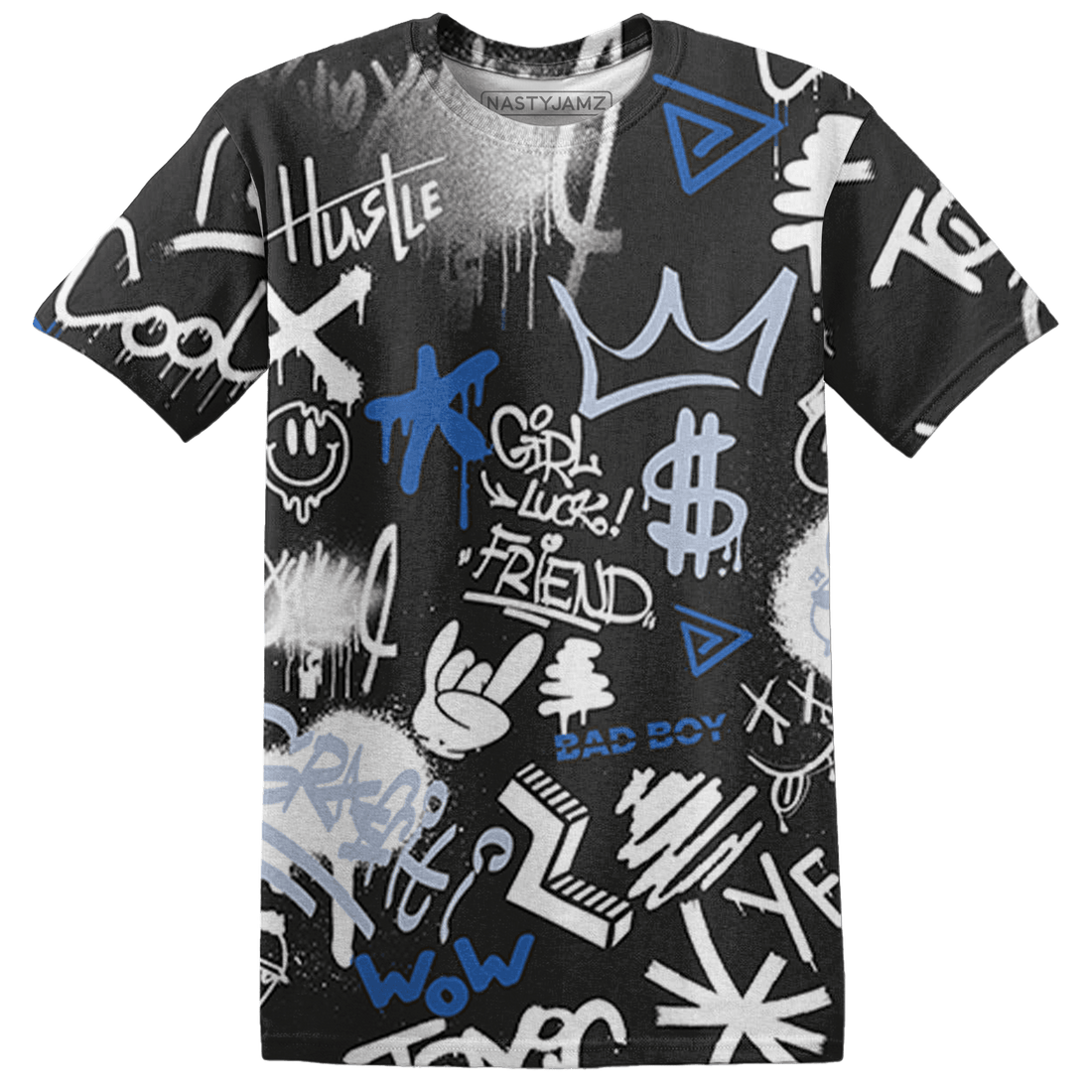 Low Space Jamz 11s T Shirt Match Graffiti King 3D All-Over Print Doodle Style - NastyJamz