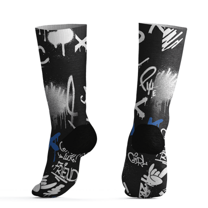 Low Space Jamz 11s Socks Match Graffiti King 3D All-Over Print Doodle Style - NastyJamz
