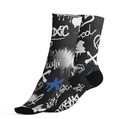 Low Space Jamz 11s Socks Match Graffiti King 3D All-Over Print Doodle Style - NastyJamz