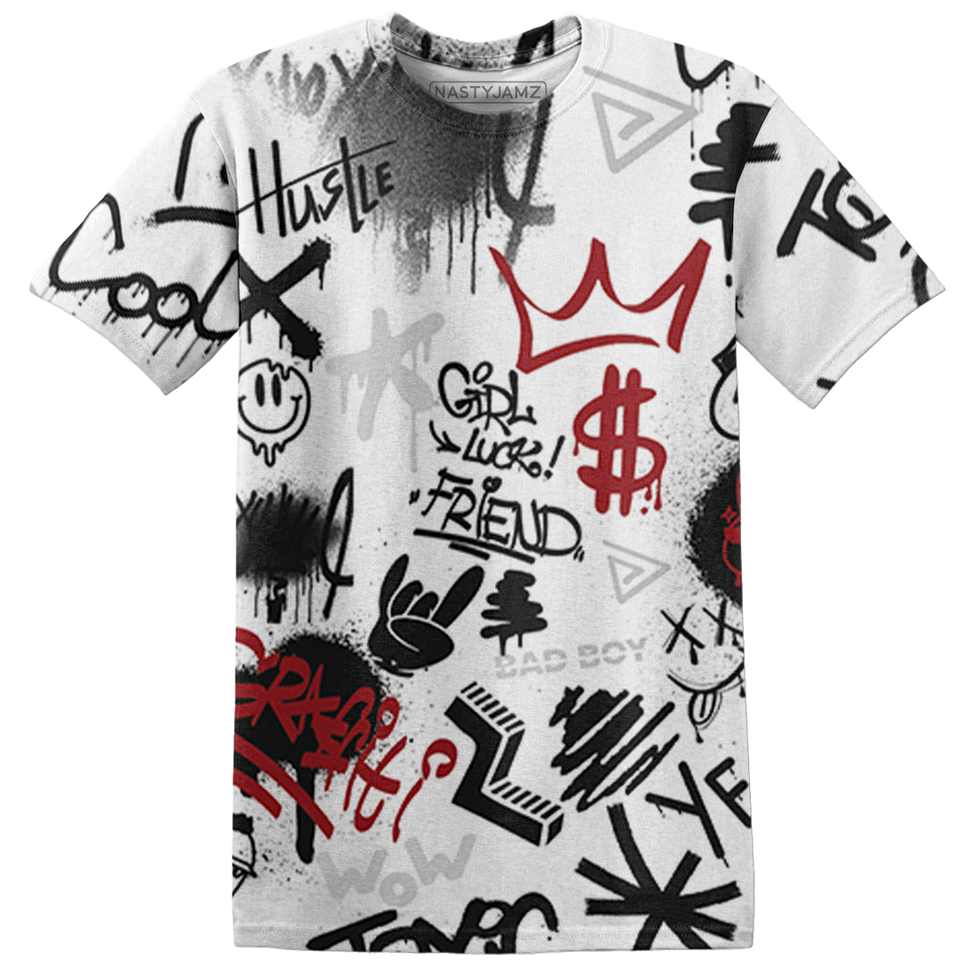 Retro Red Taxi 12s T Shirt Match Graffiti King 3D All-Over Print Doodle Style - NastyJamz