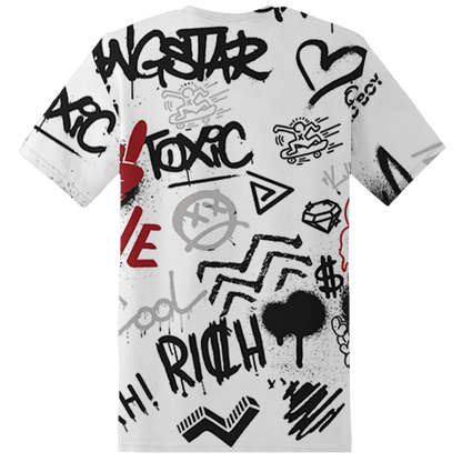 Retro Red Taxi 12s T Shirt Match Graffiti King 3D All-Over Print Doodle Style - NastyJamz