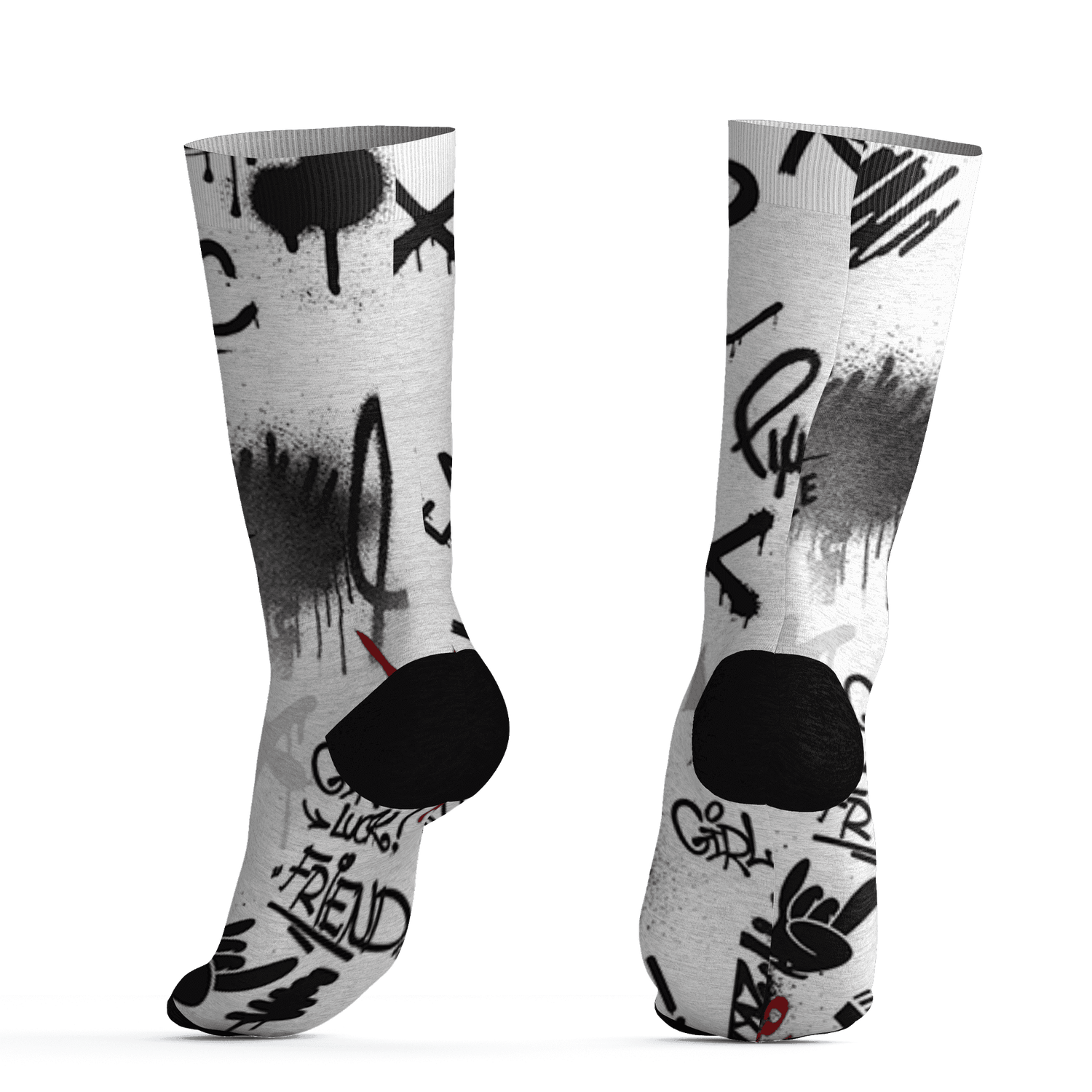 Retro Red Taxi 12s Socks Match Graffiti King 3D All-Over Print Doodle Style - NastyJamz