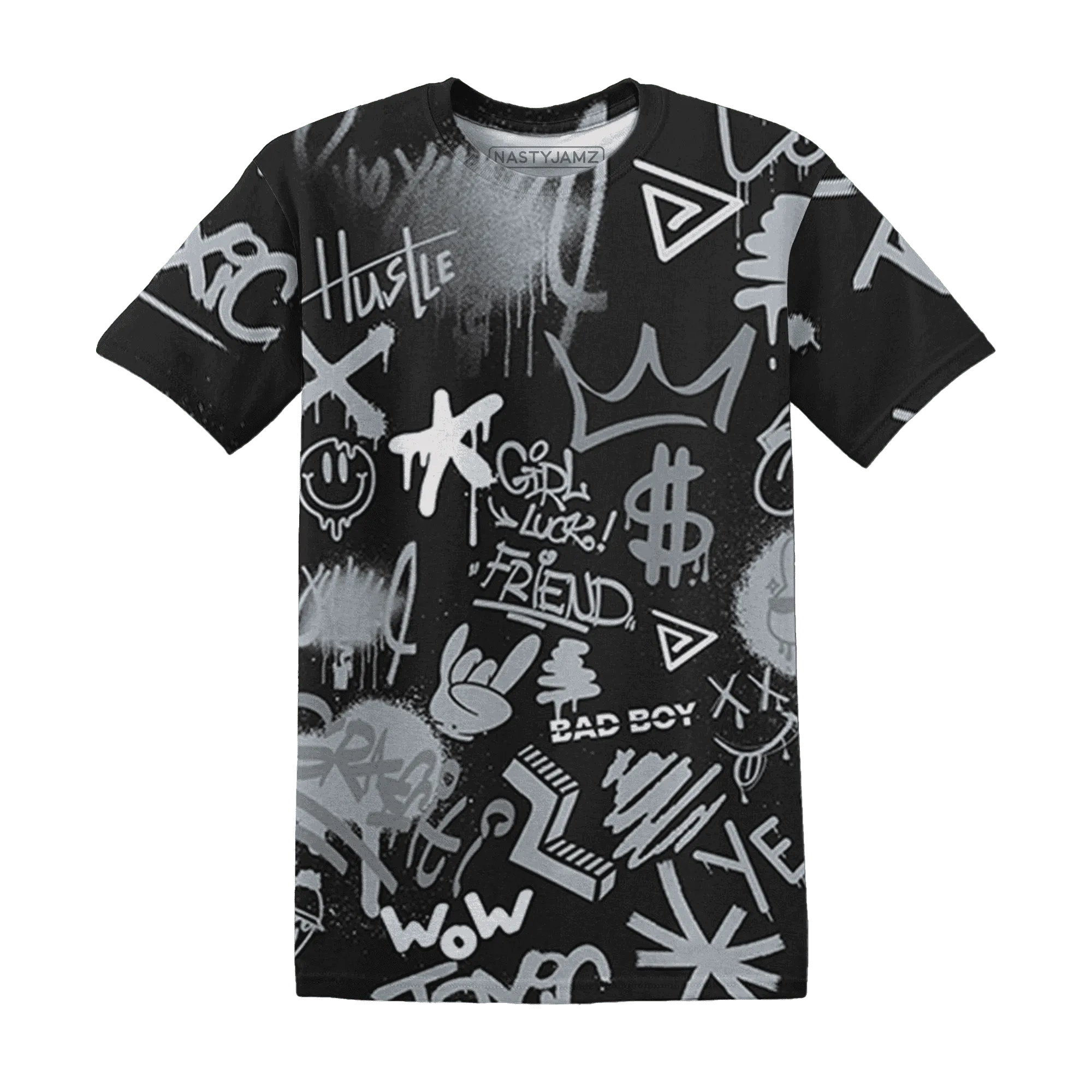 Wolf-Grey-12s-T-Shirt-Match-Graffiti-King-3D-Doodle-Style