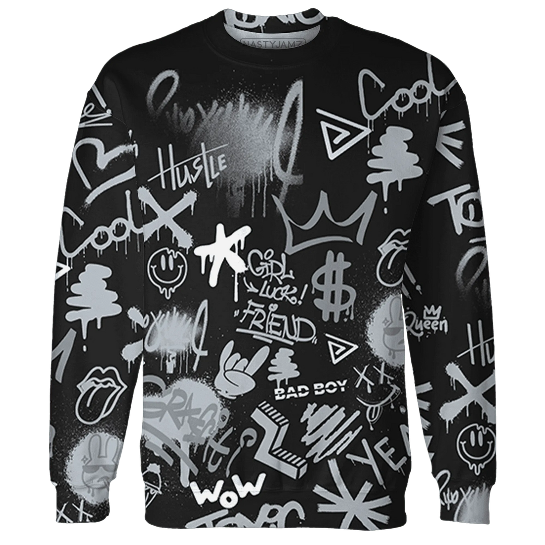 Wolf-Grey-12s-Sweatshirt-Match-Graffiti-King-3D-Doodle-Style