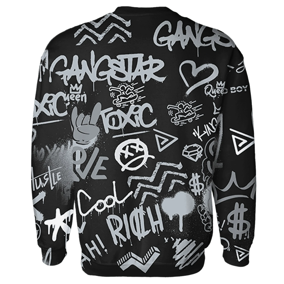 Wolf-Grey-12s-Sweatshirt-Match-Graffiti-King-3D-Doodle-Style